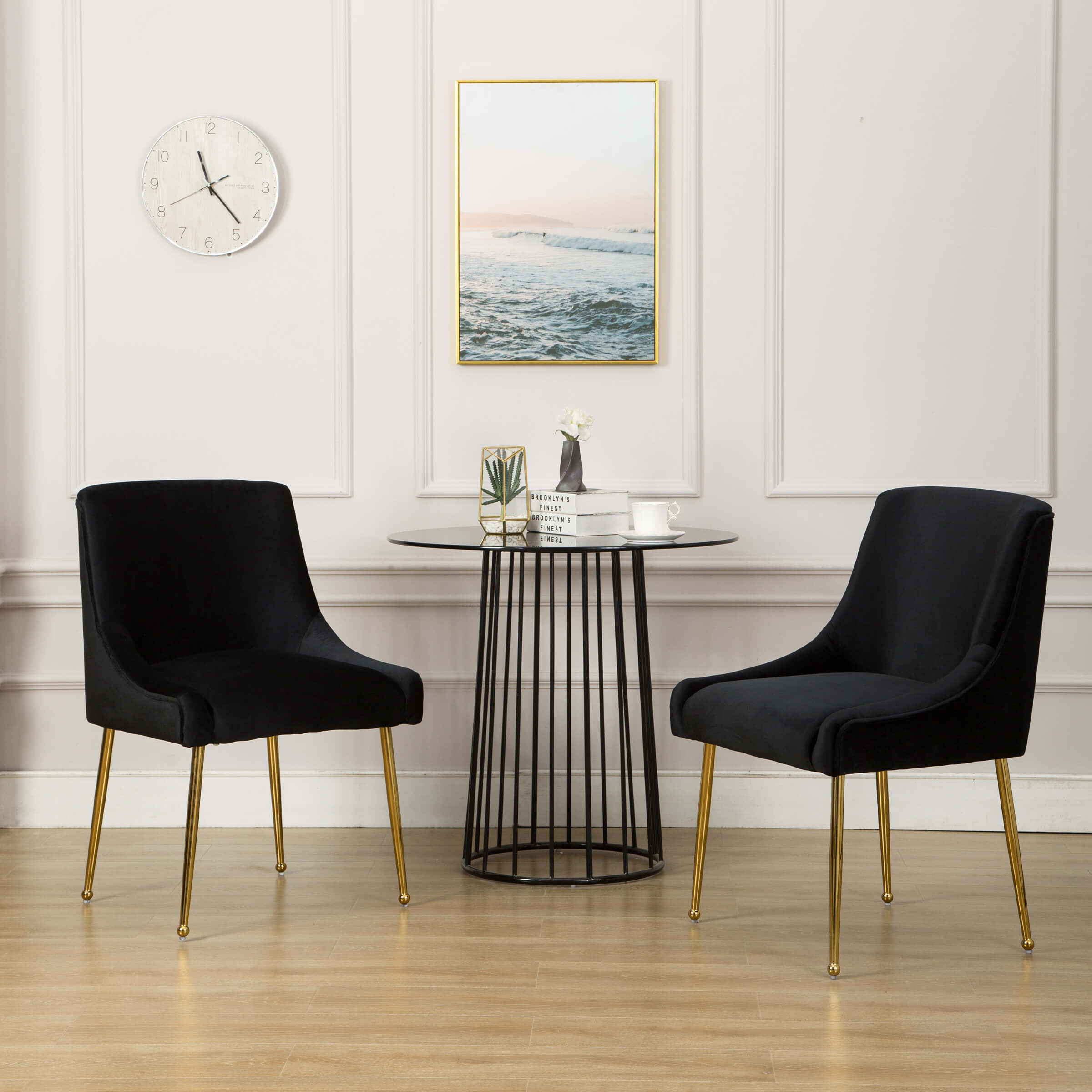 CHICAURA Modern Velvet Upholstered Dining Chairs Set of 2 - 1469DC
