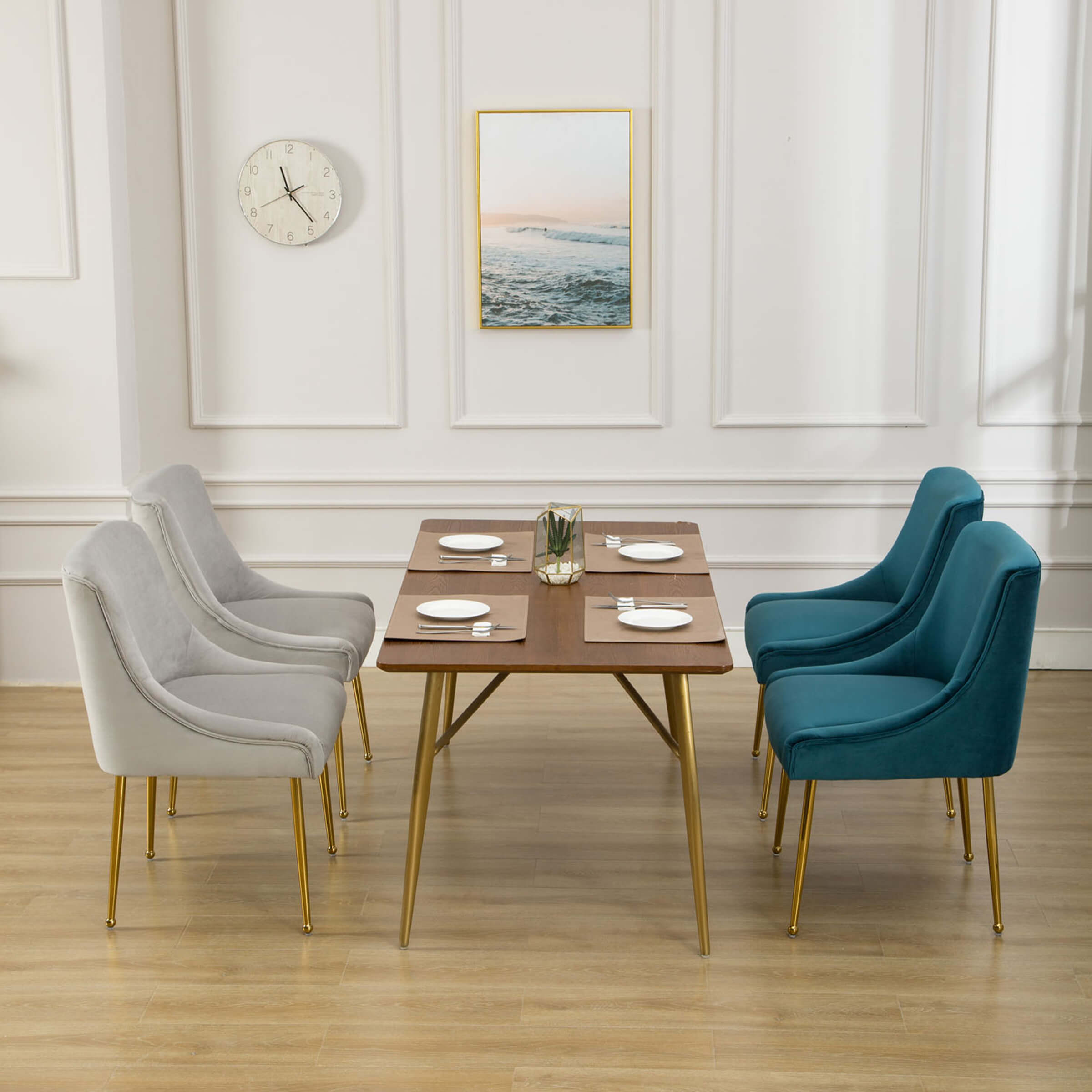 CHICAURA Modern Velvet Upholstered Dining Chairs Set of 2 - 1469DC