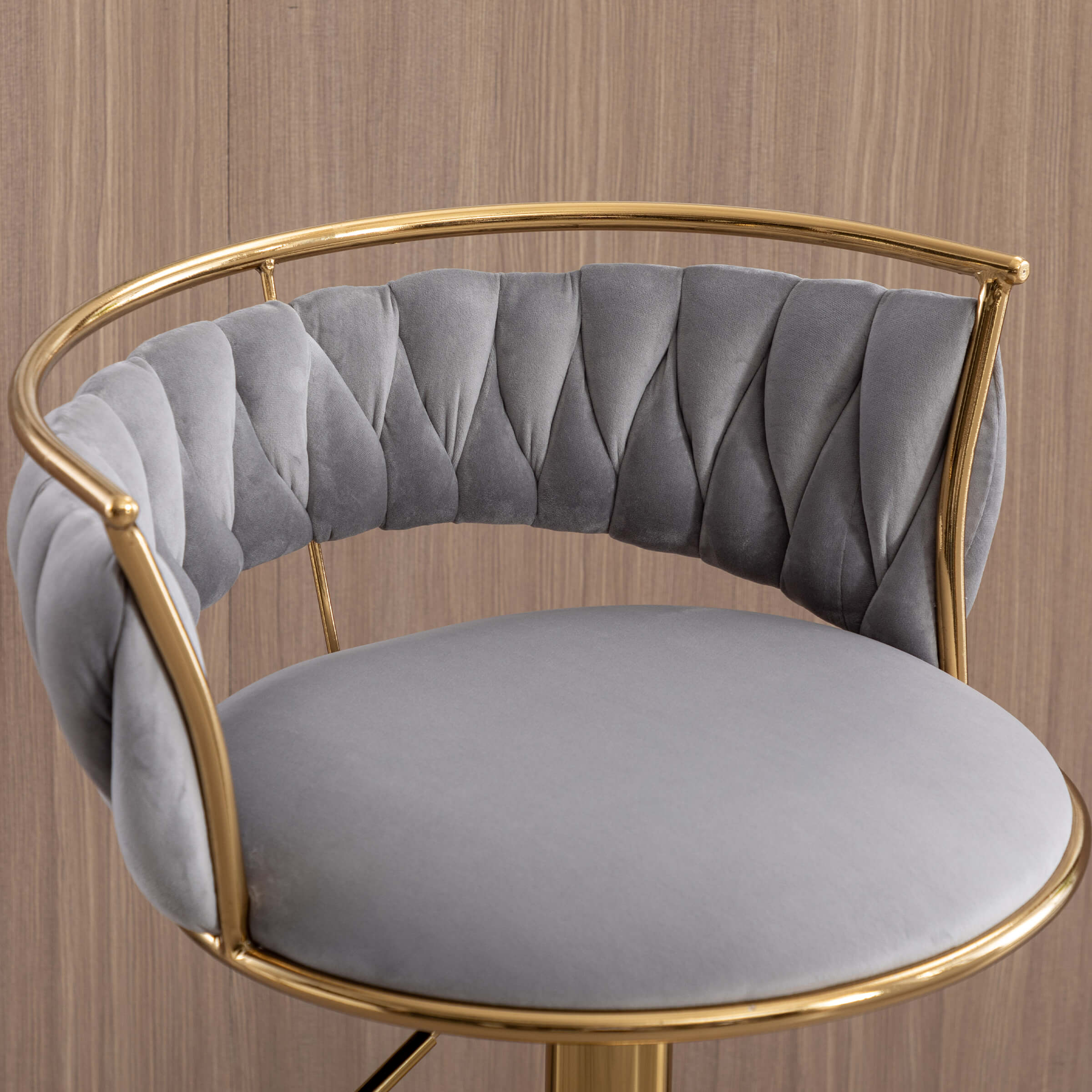 CHICAURA Swivel Adjustable Gold Woven Bar Stools Set of 2 - 6015AB