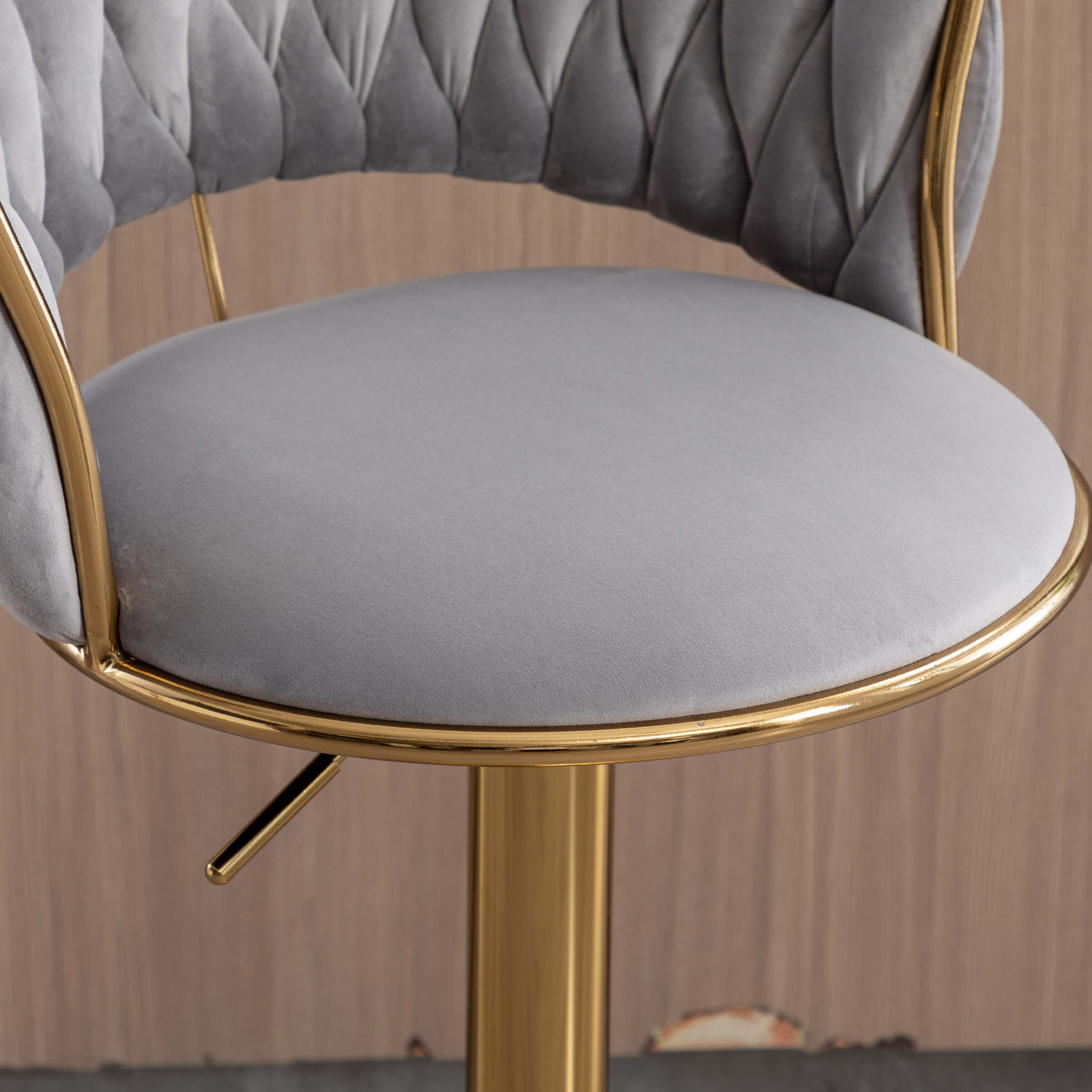 CHICAURA Swivel Adjustable Gold Woven Bar Stools Set of 2 - 6015AB