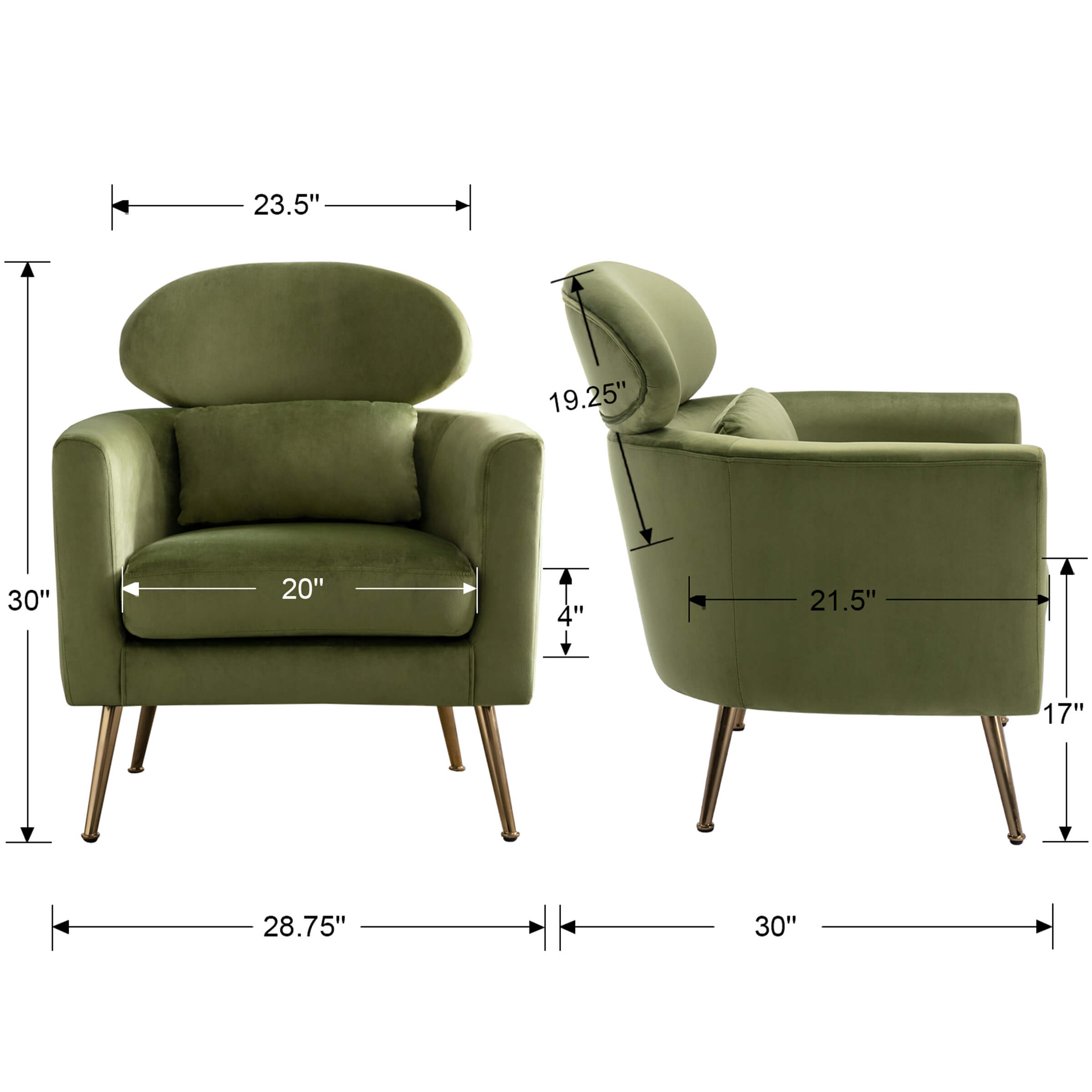 CHICAURA Upholstered Barrel Accent Chair 1 PCS - 8342AC