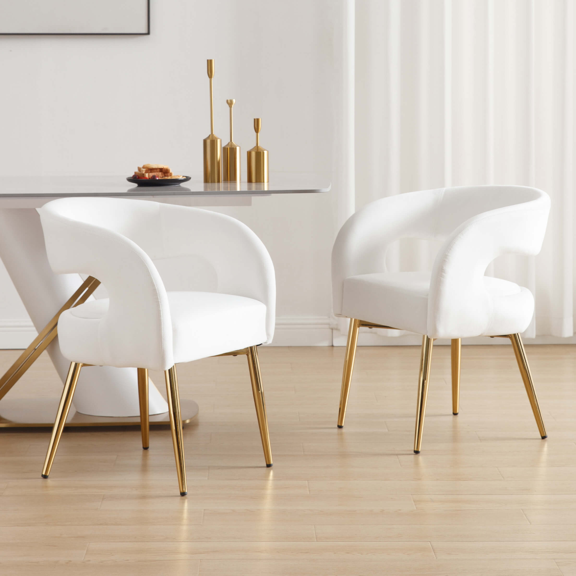 CHICAURA Velvet Upholstered Dining Chairs Set of 2 - 1777DC