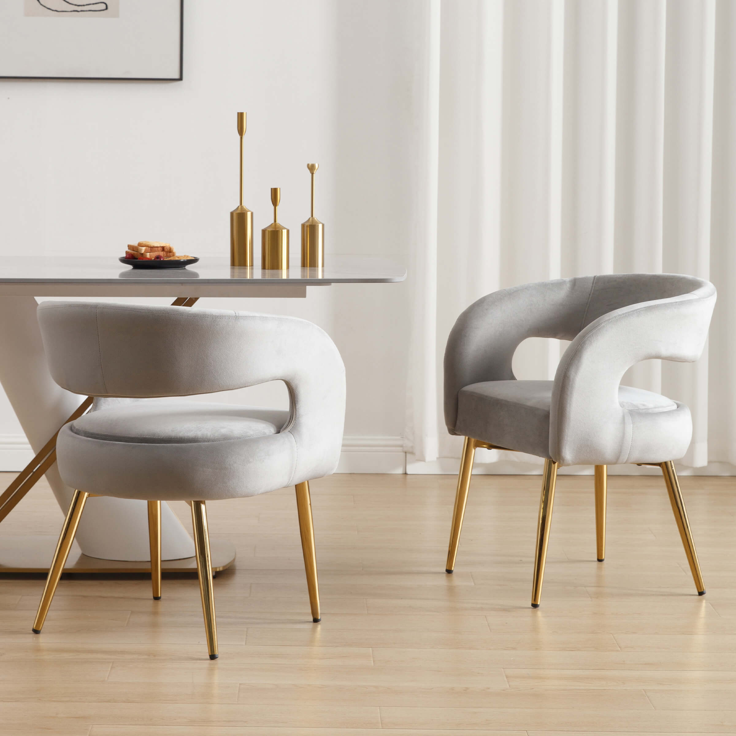 CHICAURA Velvet Upholstered Dining Chairs Set of 2 - 1777DC