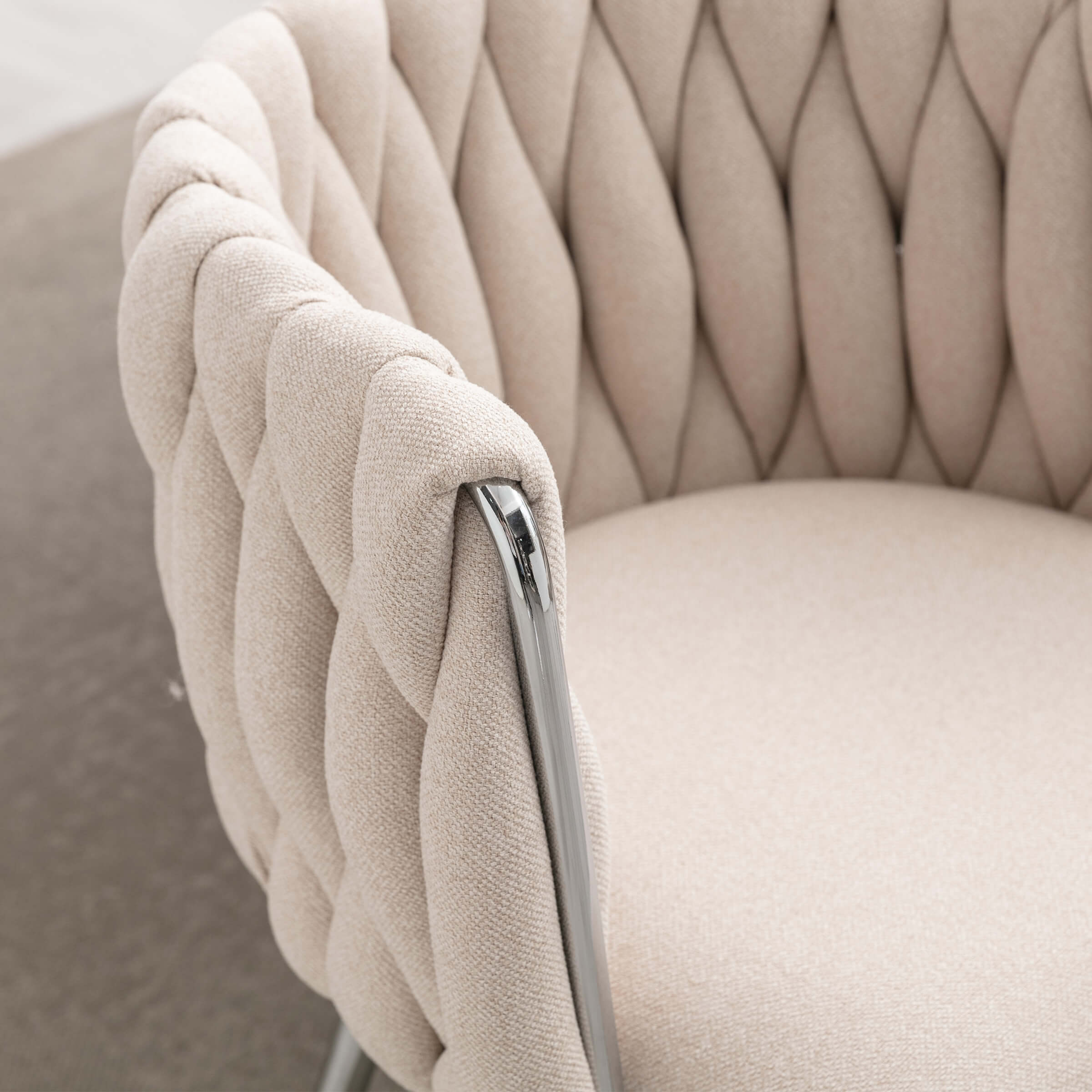 CHICAURA Braided Upholstered Barrel Dining Chairs Set of 2 - 6023DC