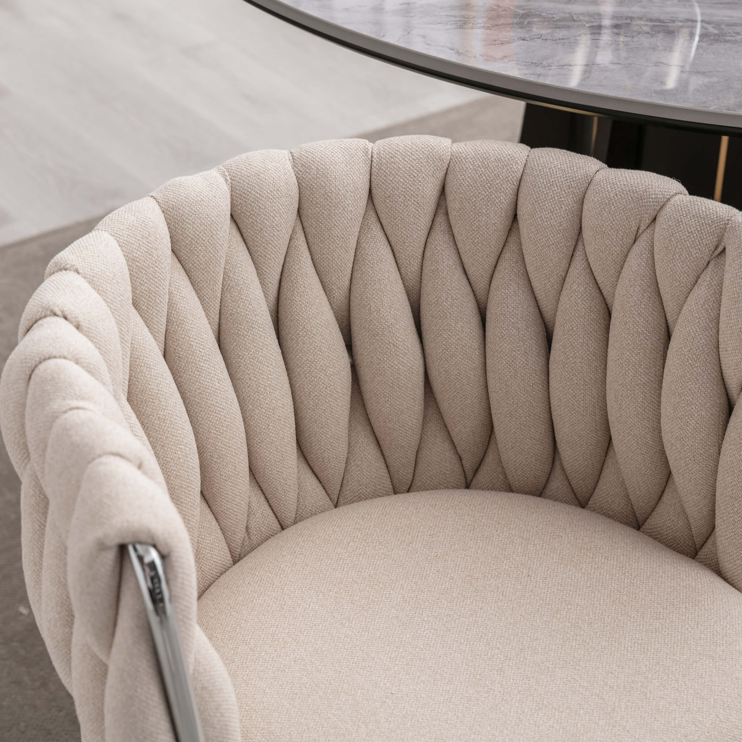 CHICAURA Braided Upholstered Barrel Dining Chairs Set of 2 - 6023DC