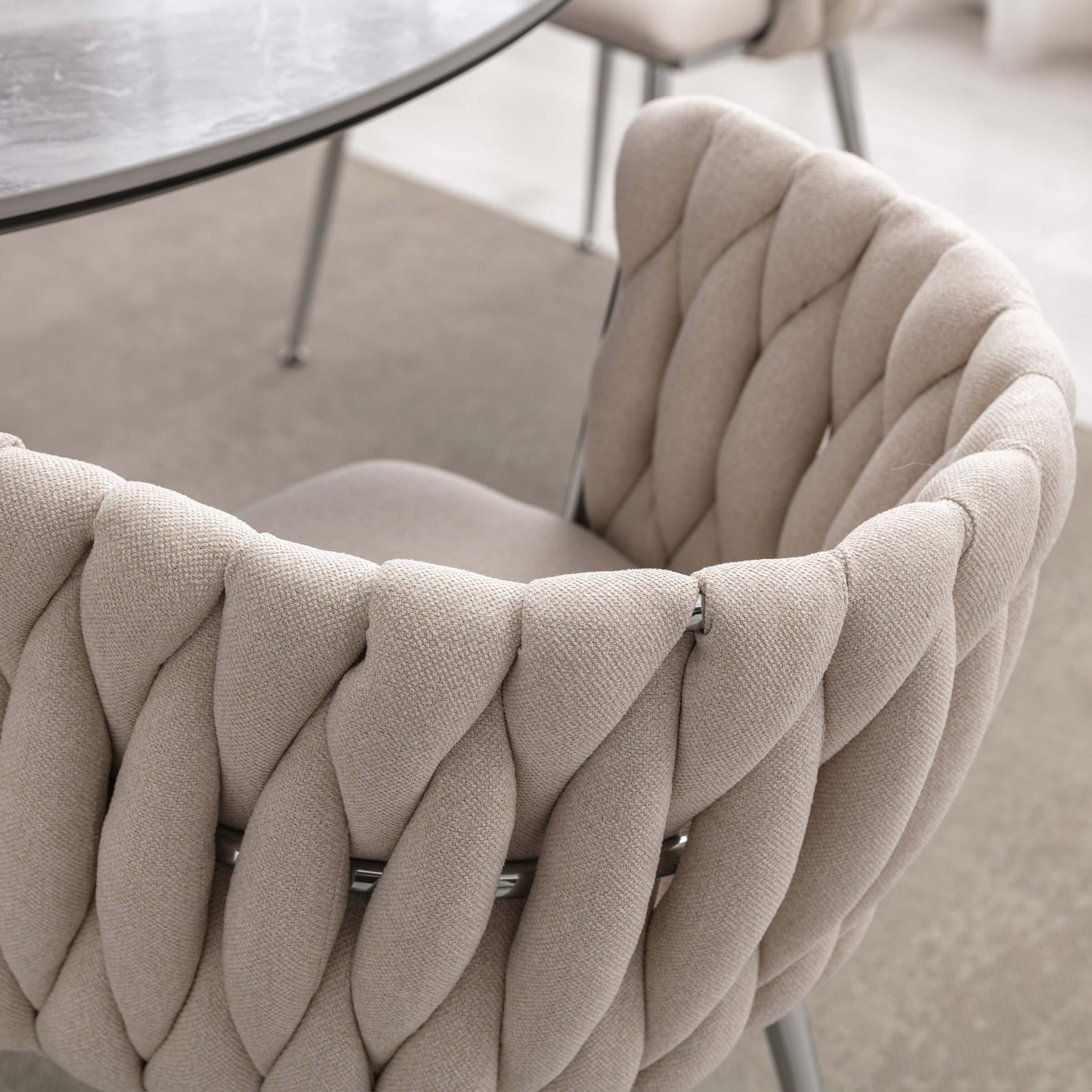 CHICAURA Braided Upholstered Barrel Dining Chairs Set of 2 - 6023DC