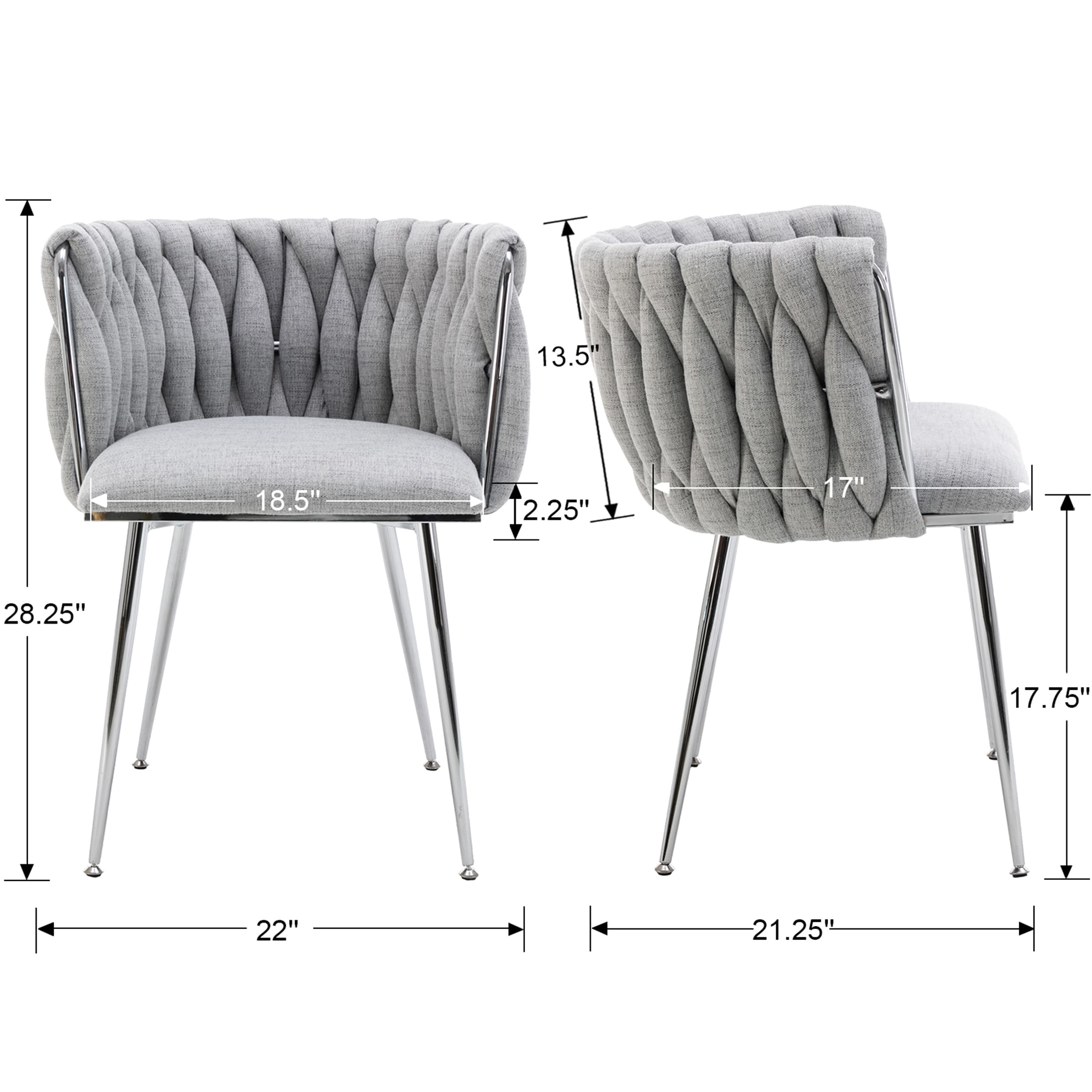 CHICAURA Braided Upholstered Barrel Dining Chairs Set of 2 - 6023DC