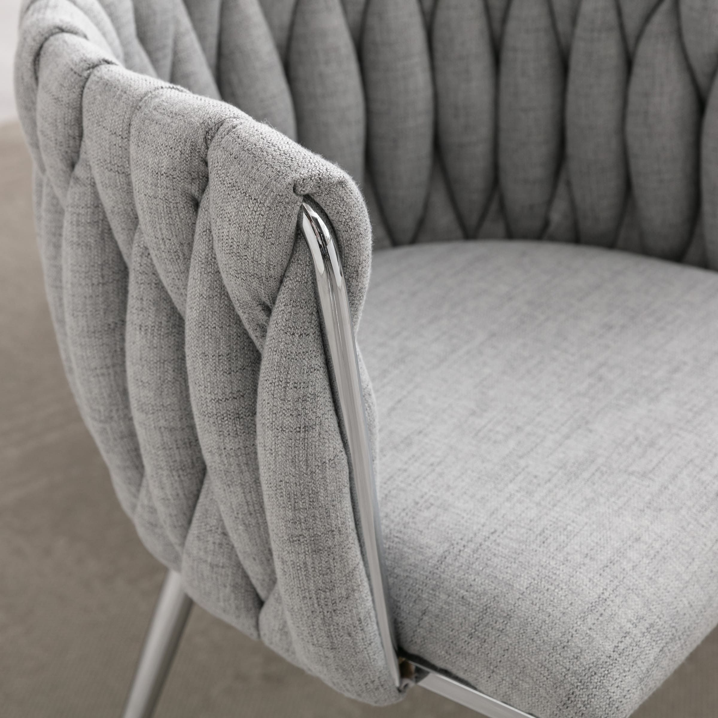 CHICAURA Braided Upholstered Barrel Dining Chairs Set of 2 - 6023DC