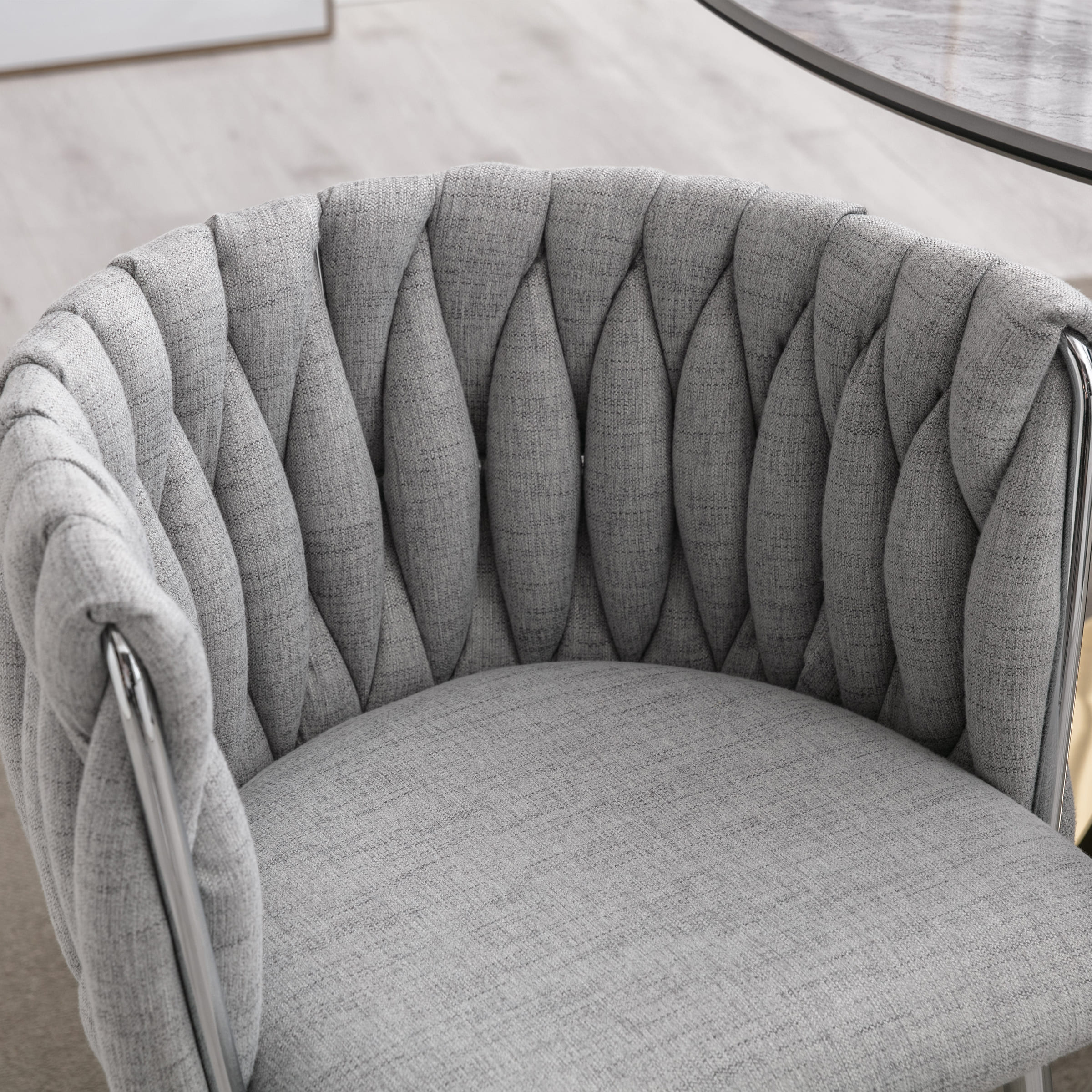 CHICAURA Braided Upholstered Barrel Dining Chairs Set of 2 - 6023DC