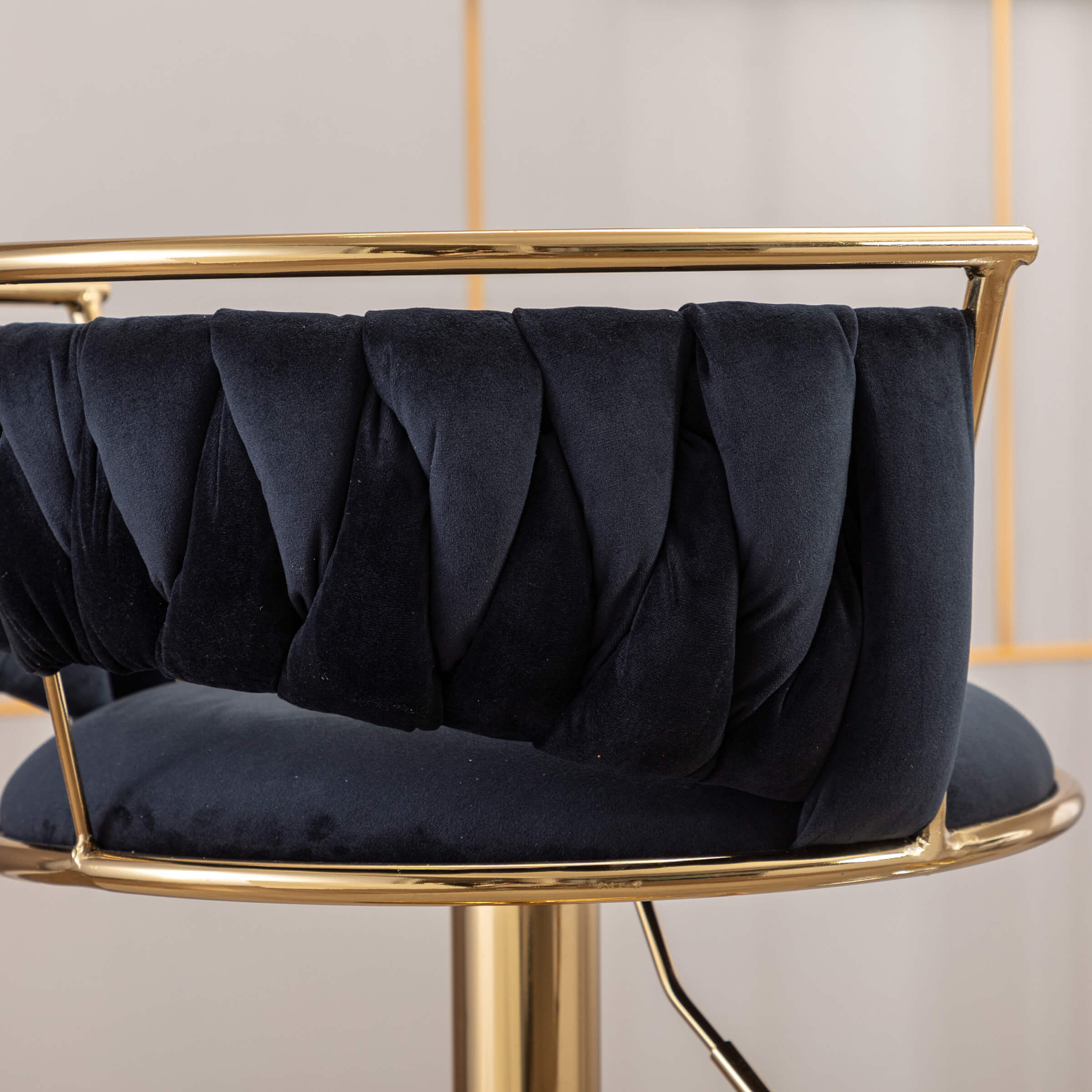 CHICAURA Swivel Adjustable Gold Woven Bar Stools Set of 2 - 6015AB