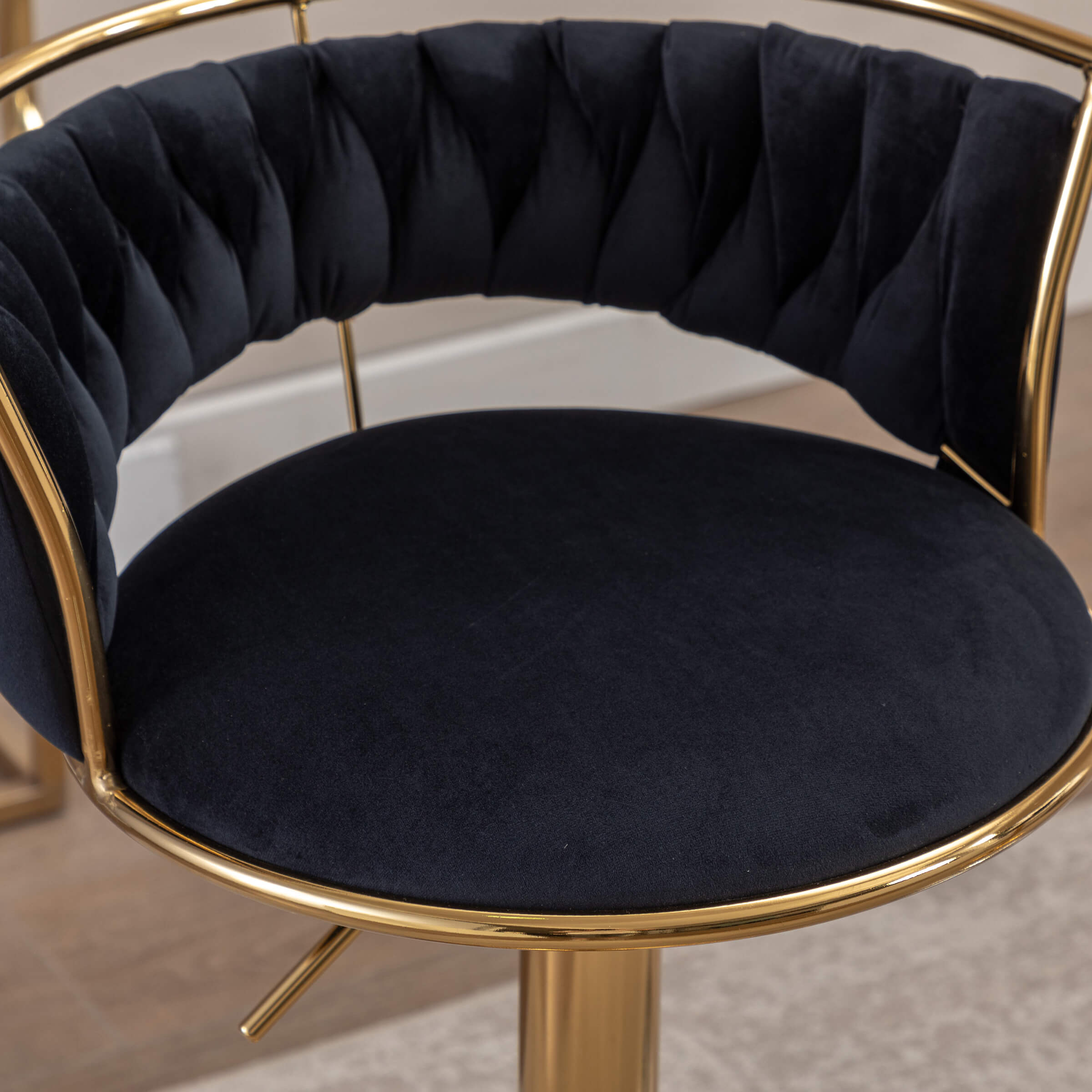 CHICAURA Swivel Adjustable Gold Woven Bar Stools Set of 2 - 6015AB