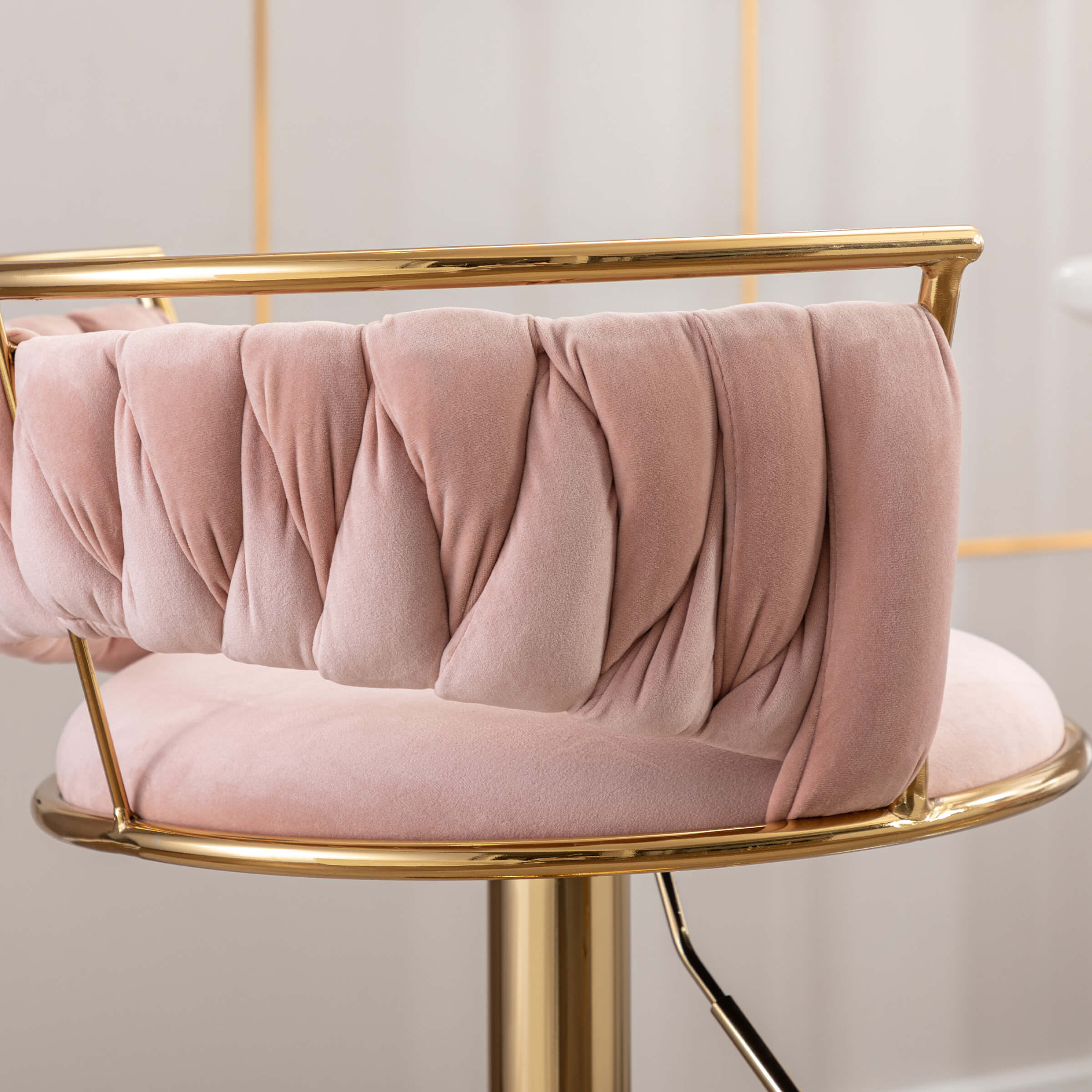 CHICAURA Swivel Adjustable Gold Woven Bar Stools Set of 2 - 6015AB