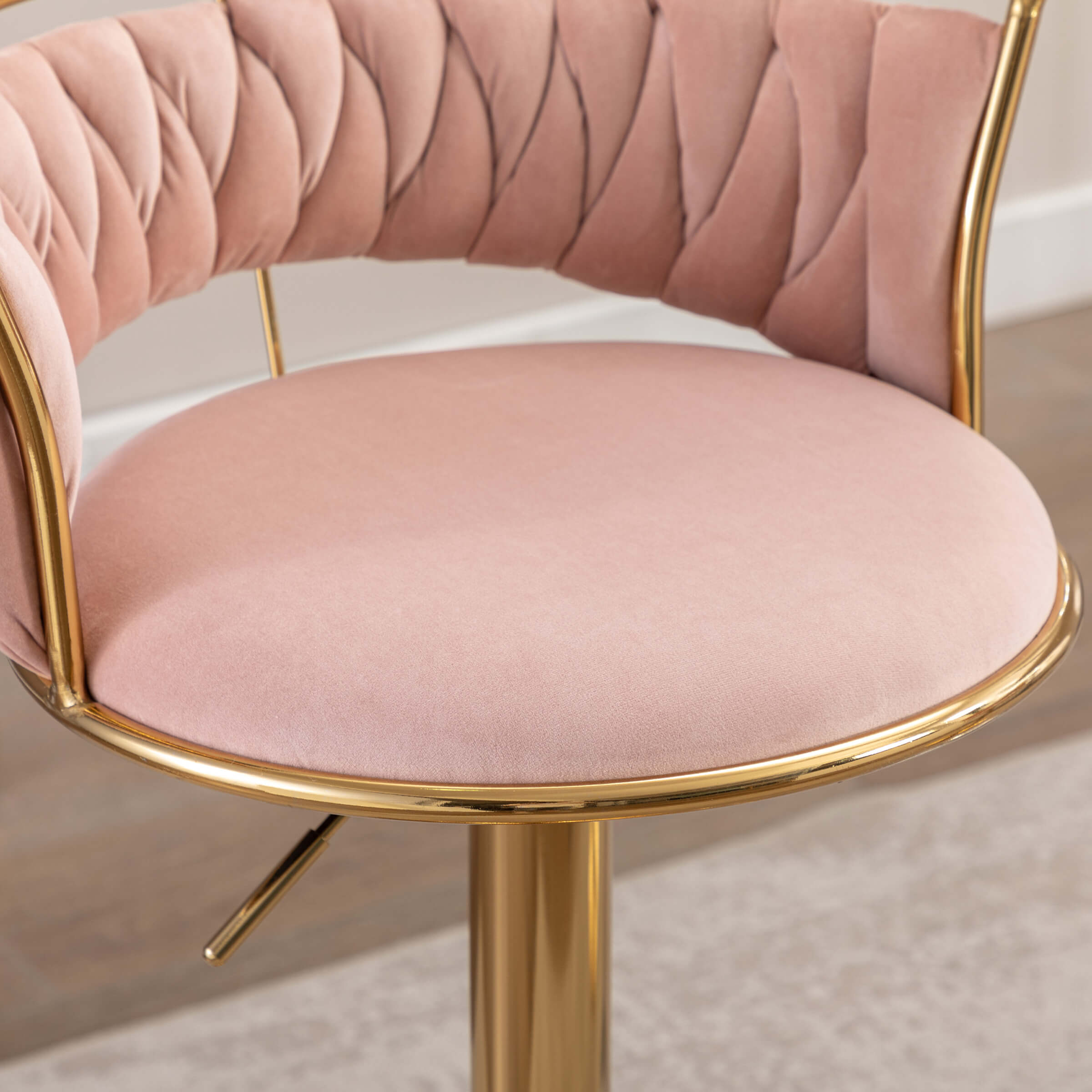 CHICAURA Swivel Adjustable Gold Woven Bar Stools Set of 2 - 6015AB