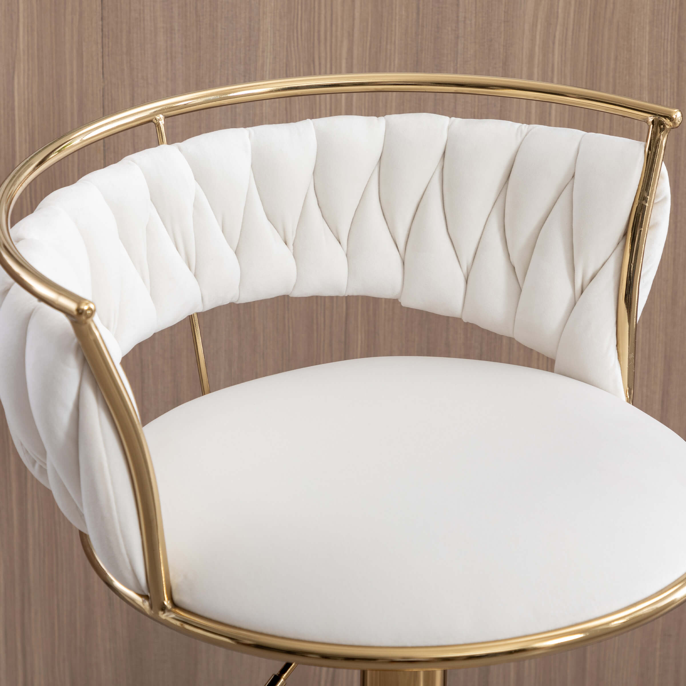 CHICAURA Swivel Adjustable Gold Woven Bar Stools Set of 2 - 6015AB