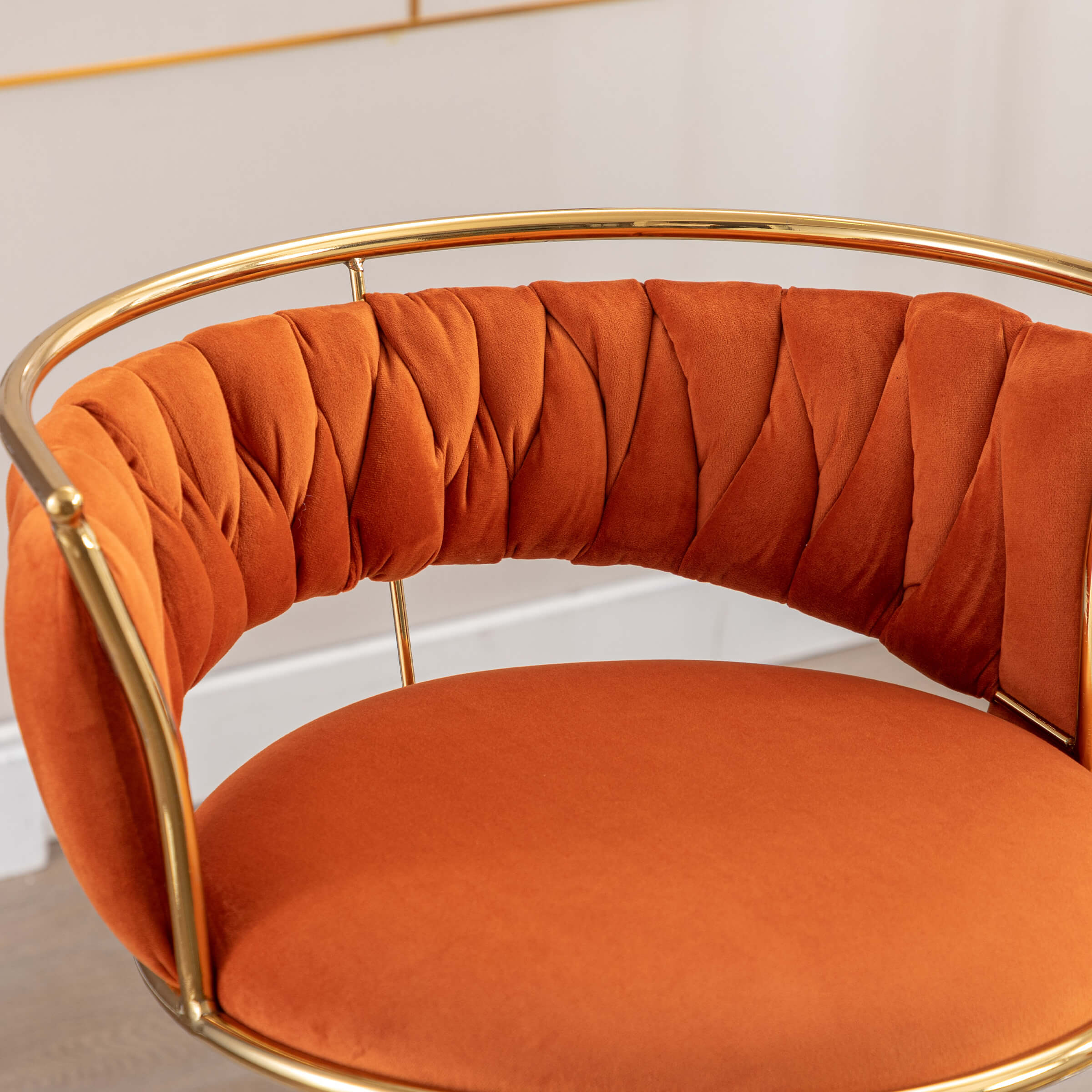 CHICAURA Swivel Adjustable Gold Woven Bar Stools Set of 2 - 6015AB