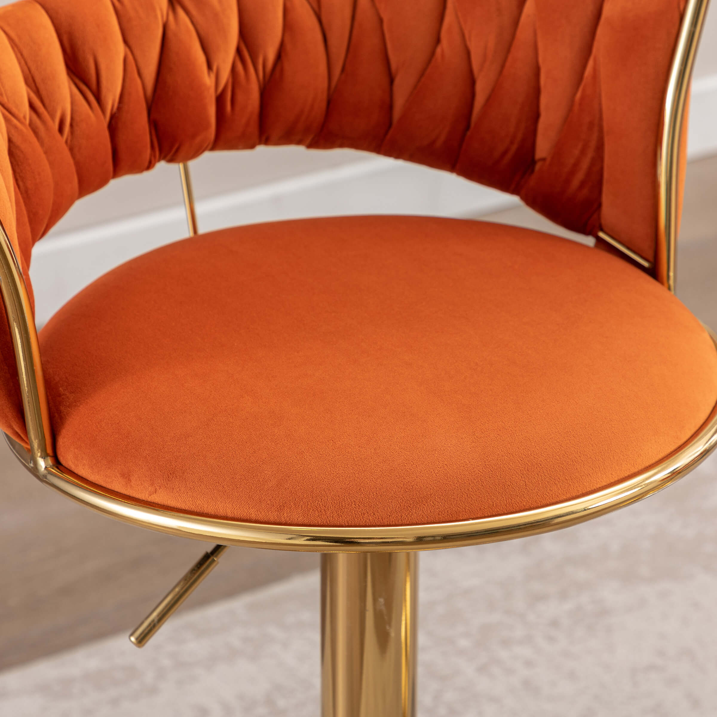 CHICAURA Swivel Adjustable Gold Woven Bar Stools Set of 2 - 6015AB