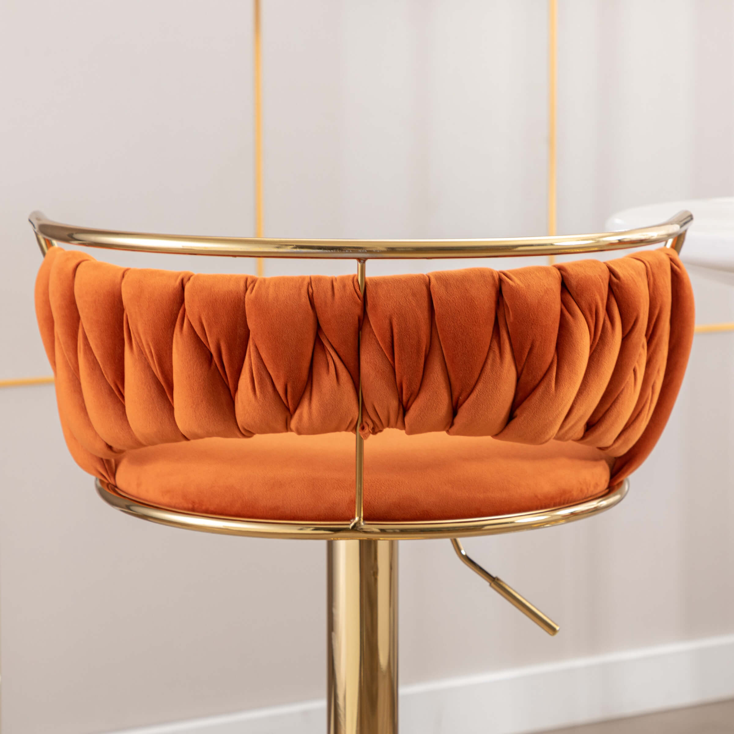 CHICAURA Swivel Adjustable Gold Woven Bar Stools Set of 2 - 6015AB