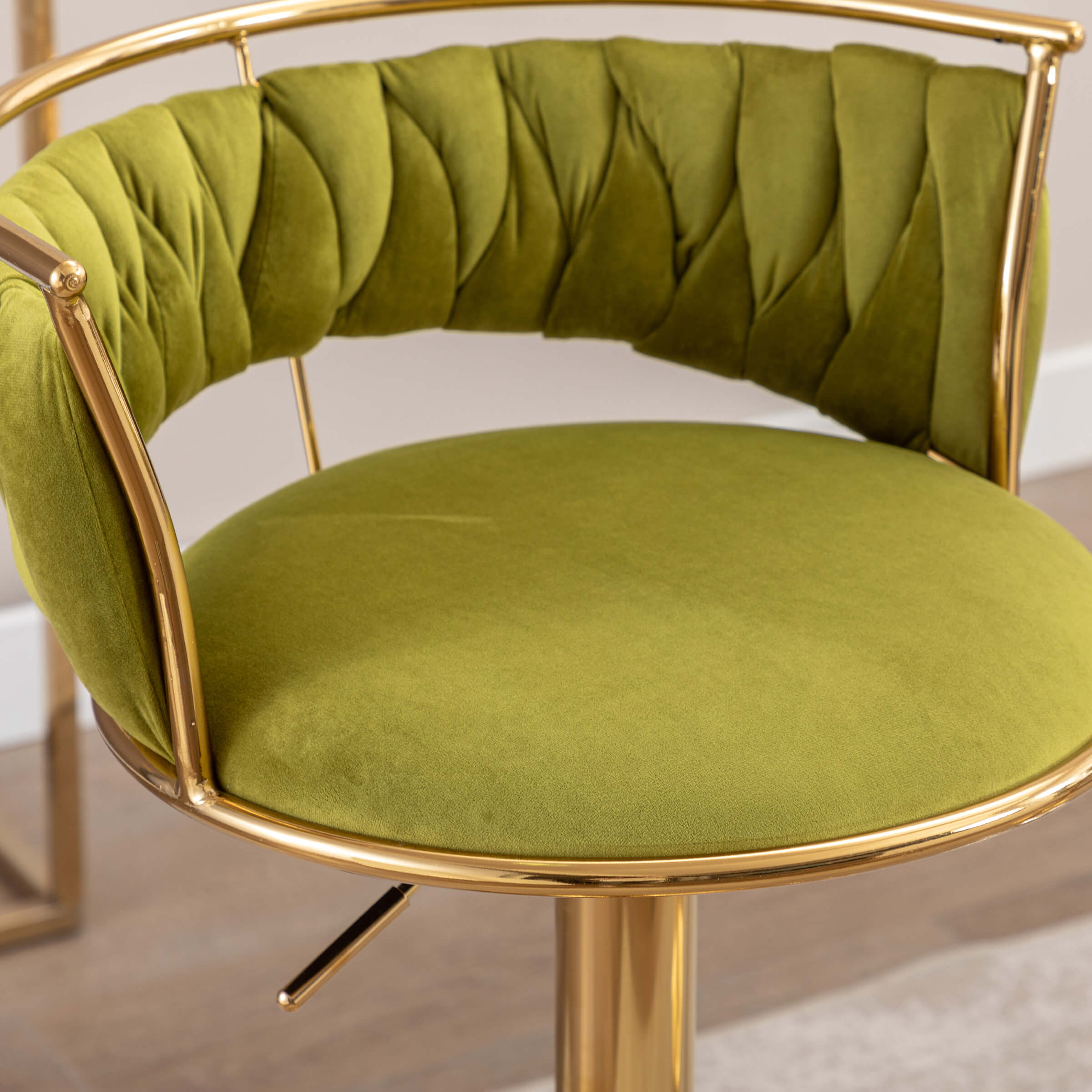 CHICAURA Swivel Adjustable Gold Woven Bar Stools Set of 2 - 6015AB