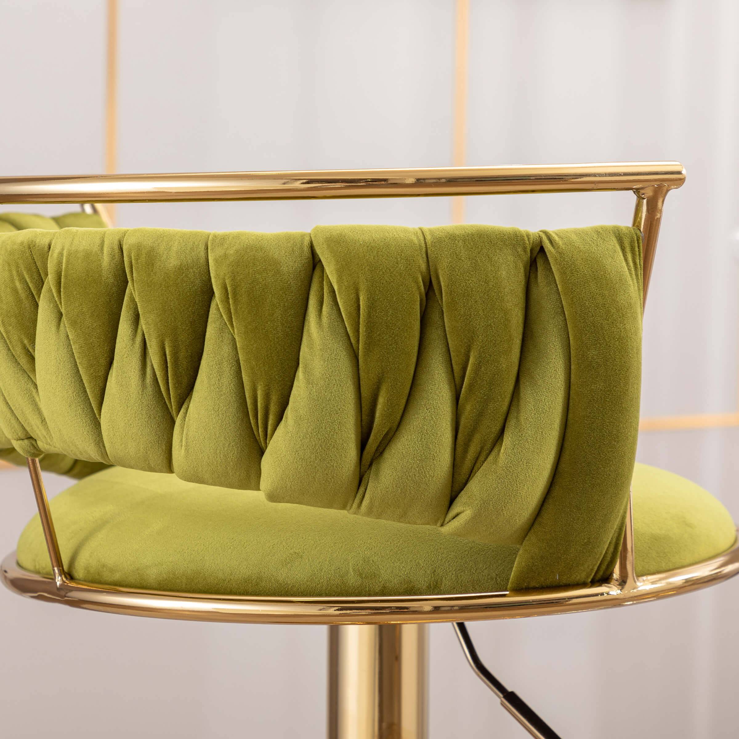 CHICAURA Swivel Adjustable Gold Woven Bar Stools Set of 2 - 6015AB