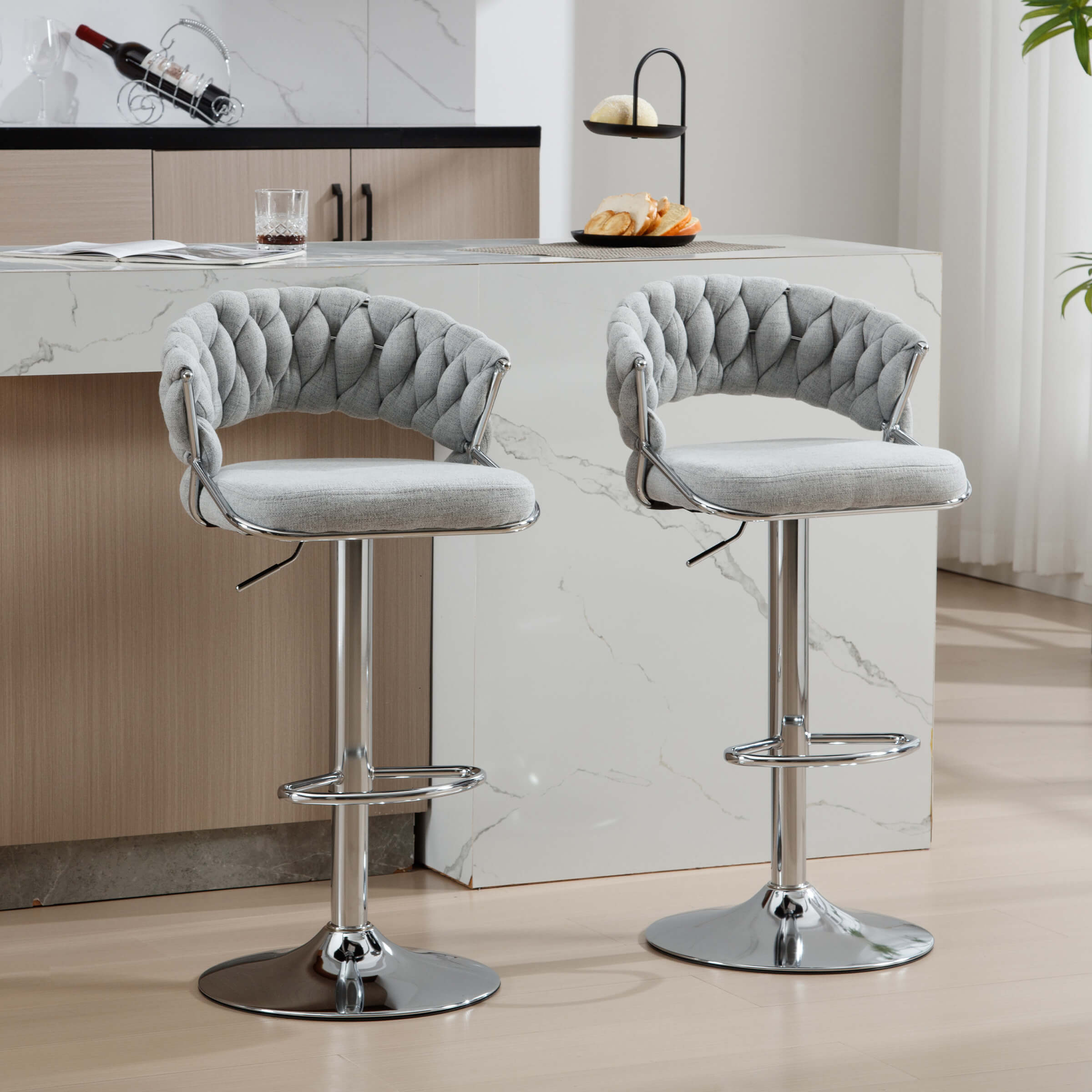 CHICAURA Woven Swivel Bar Stools Set of 2 - 1560AB