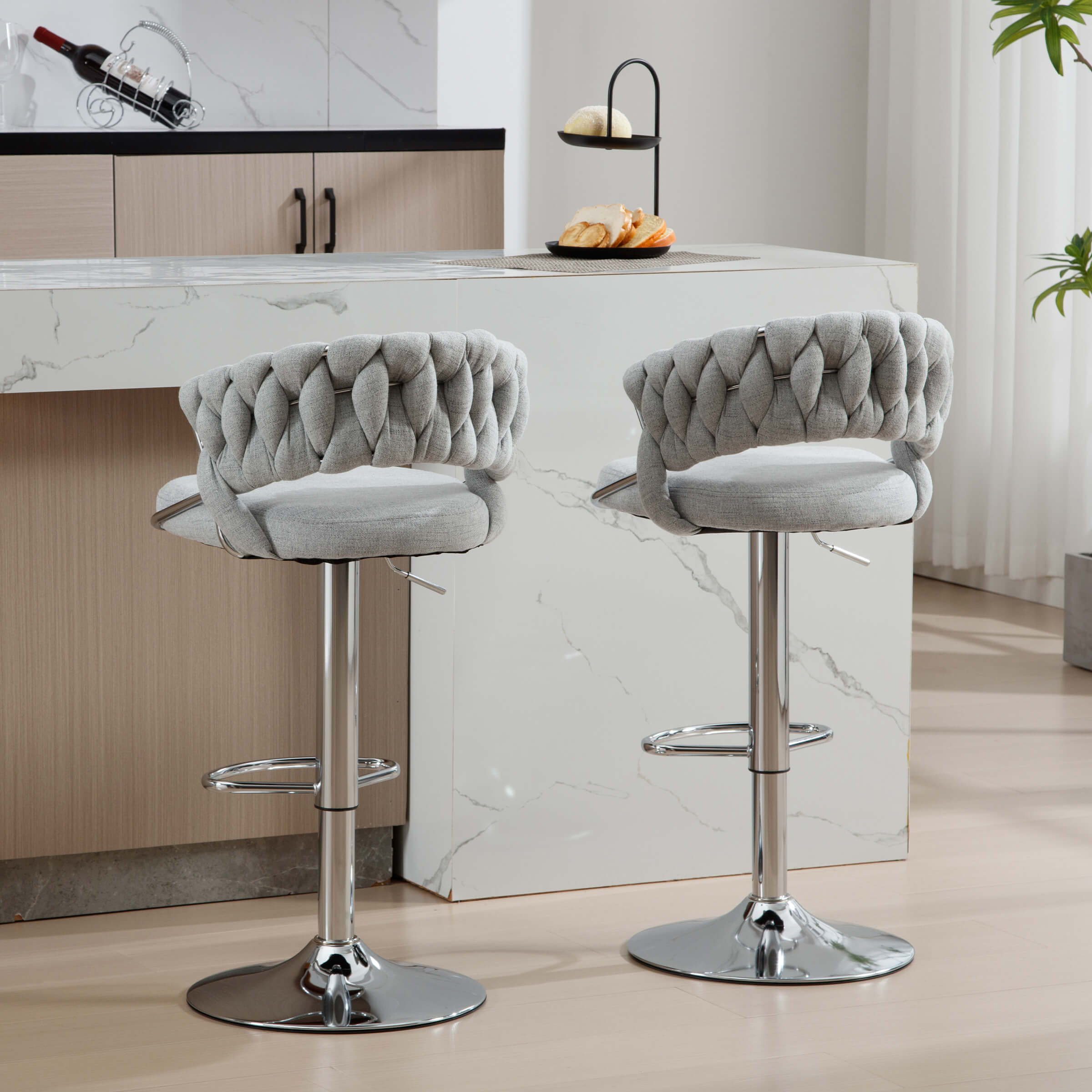 CHICAURA Woven Swivel Bar Stools Set of 2 - 1560AB