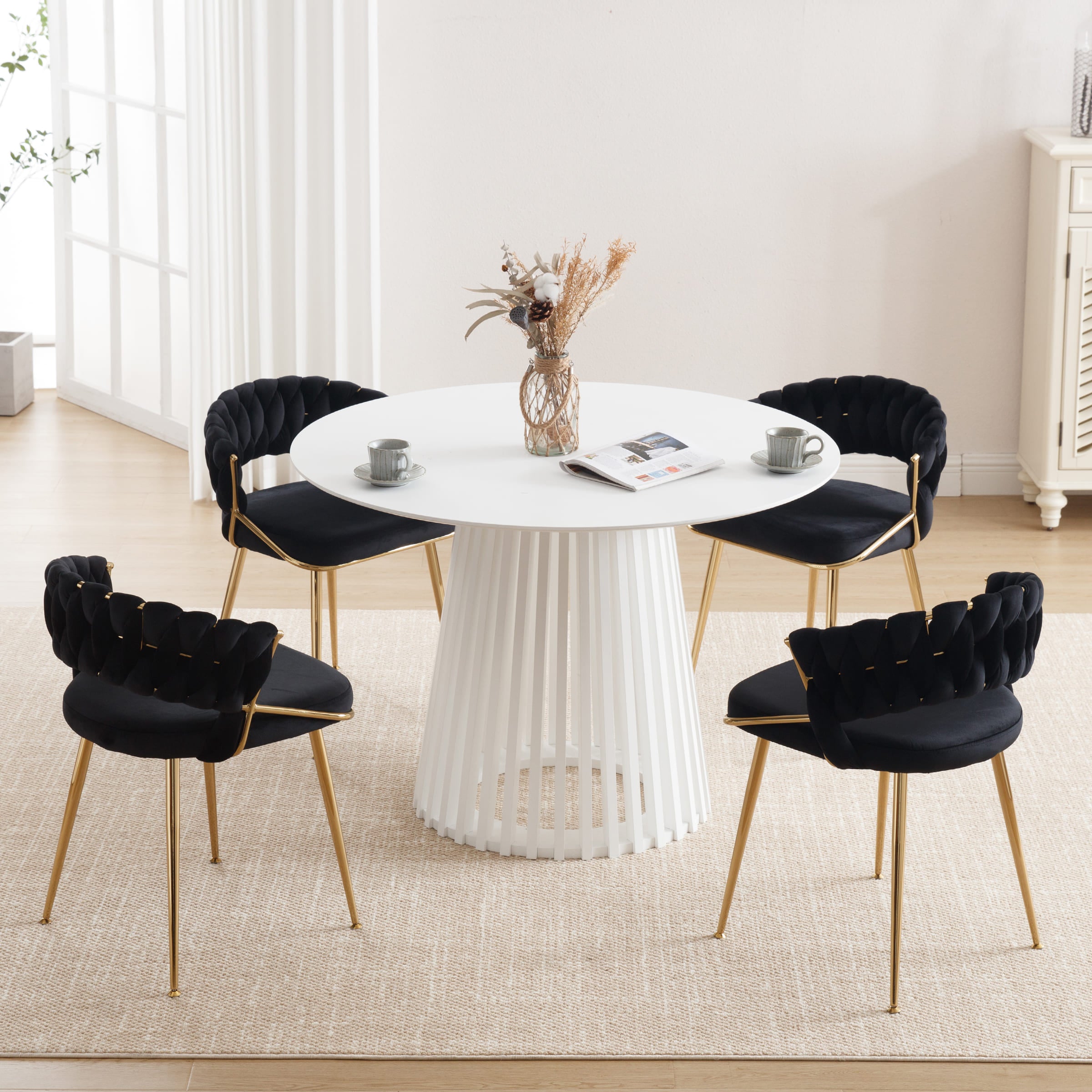 CHICAURA Woven Velvet Dining Chairs Set of 2 - 1561DC