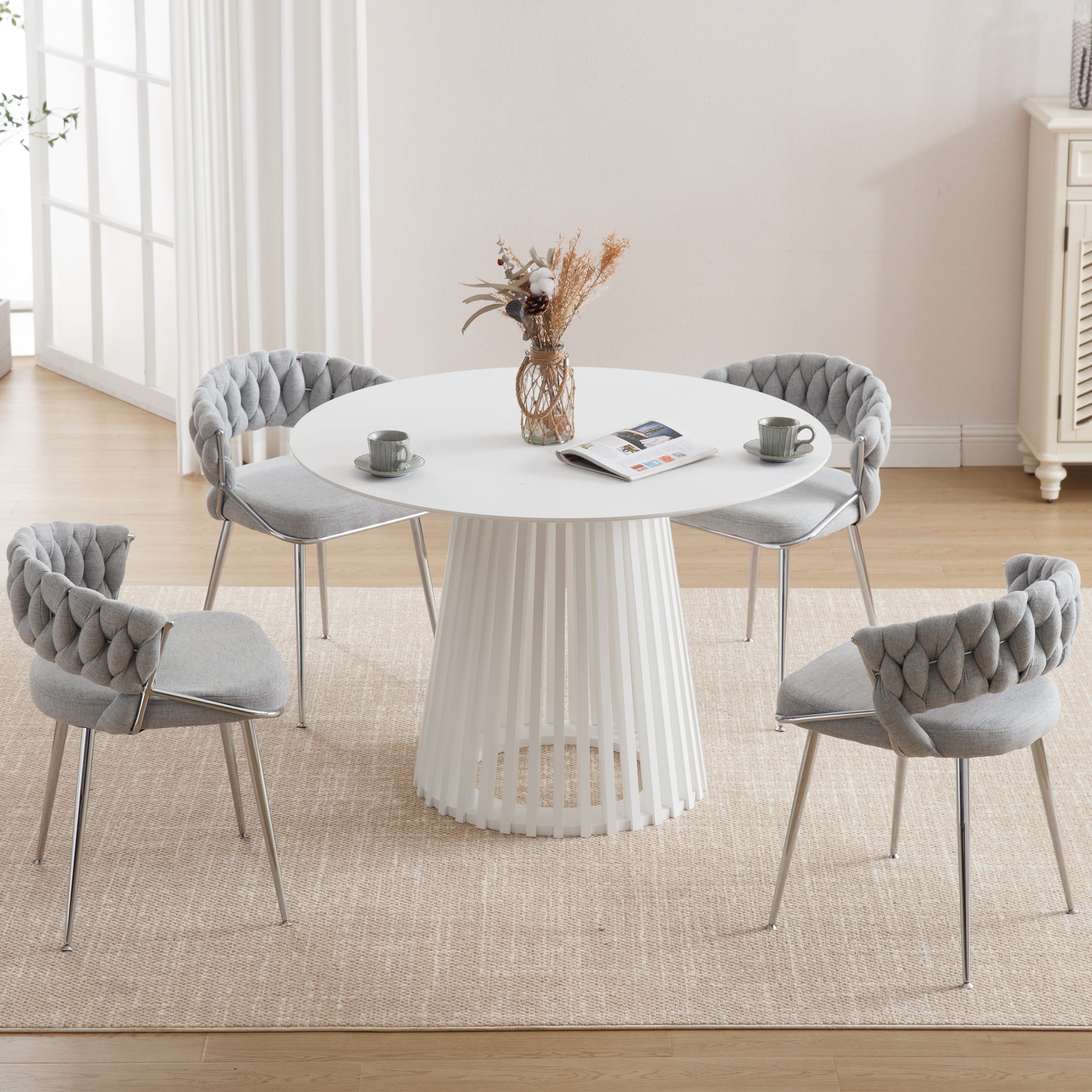 CHICAURA Woven Velvet Dining Chairs Set of 2 - 1561DC