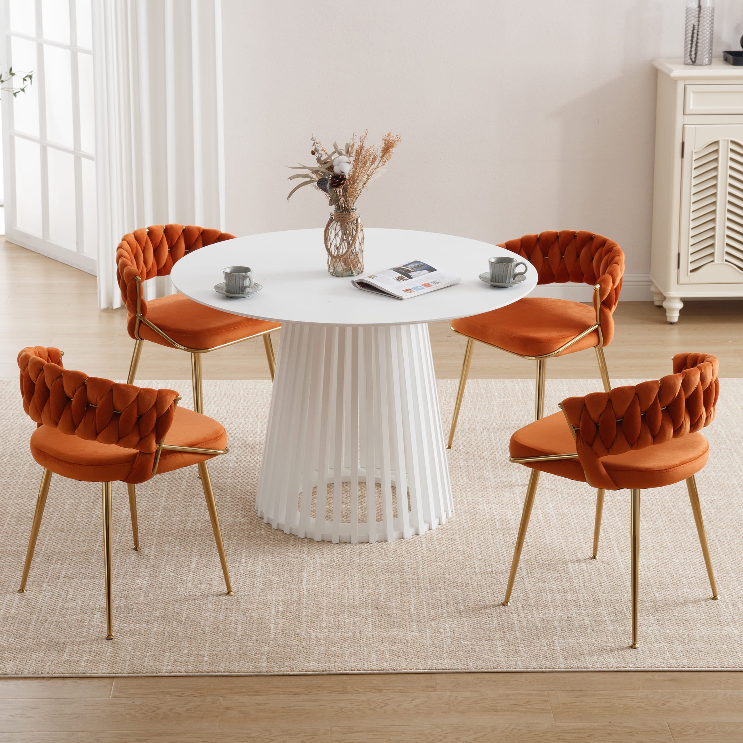 CHICAURA Woven Velvet Dining Chairs Set of 2 - 1561DC