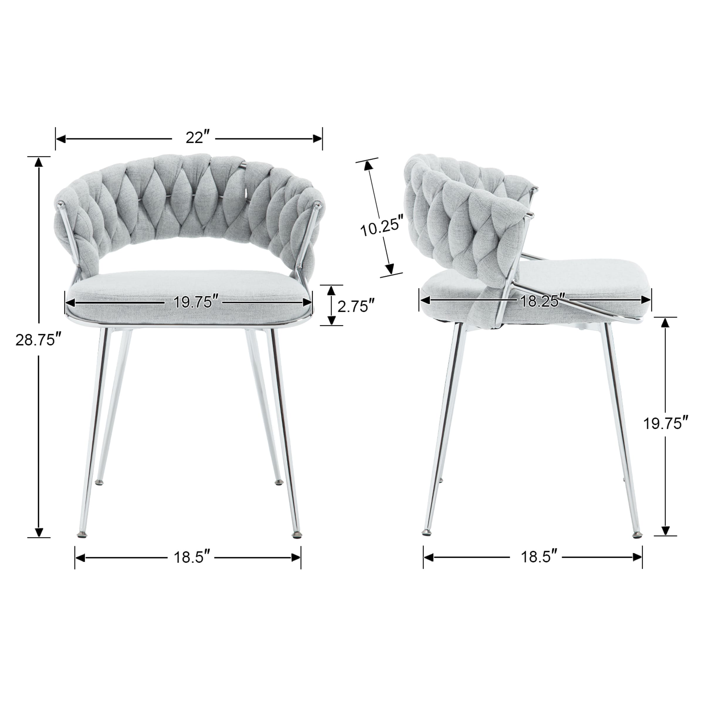 CHICAURA Woven Velvet Dining Chairs Set of 2 - 1561DC