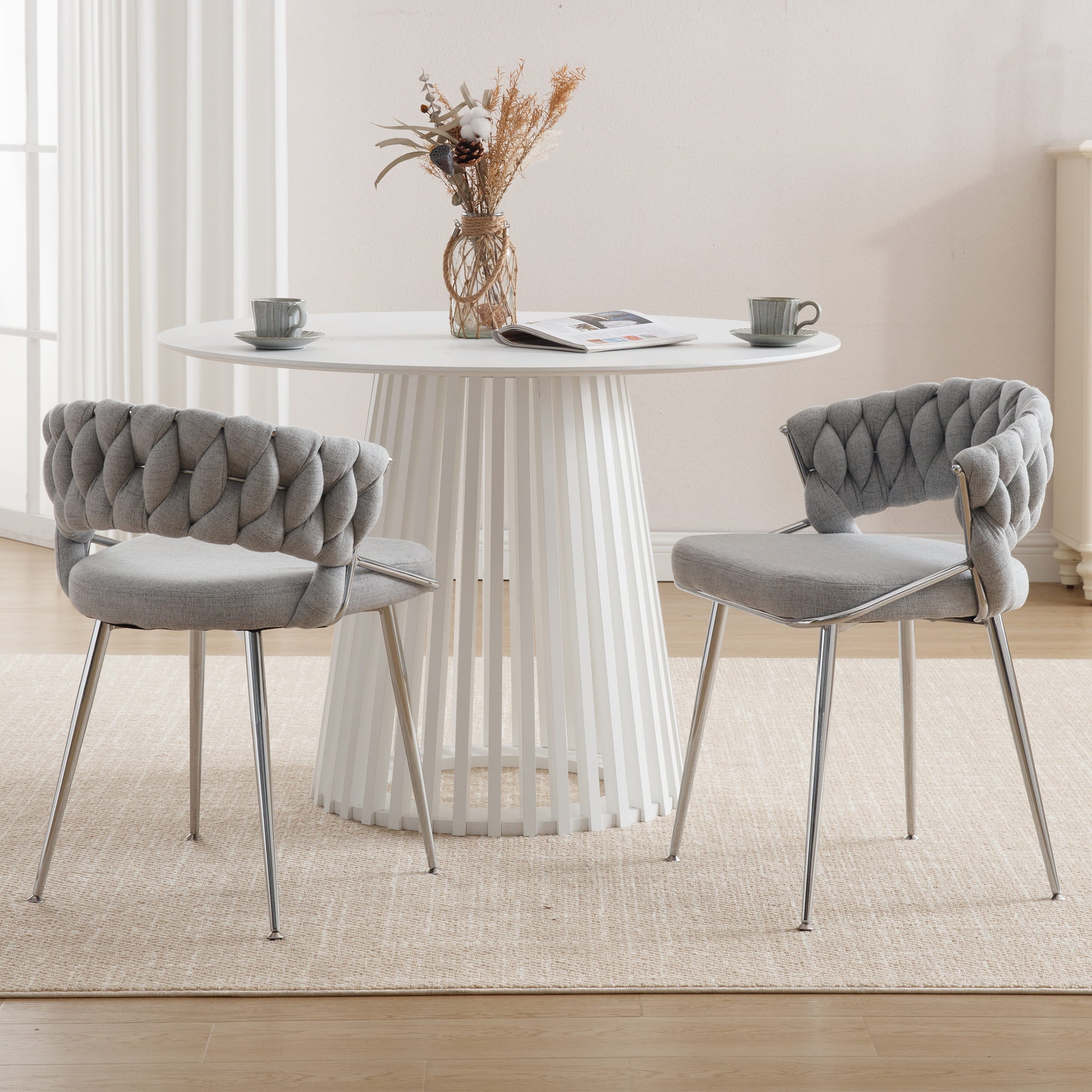CHICAURA Woven Velvet Dining Chairs Set of 2 - 1561DC