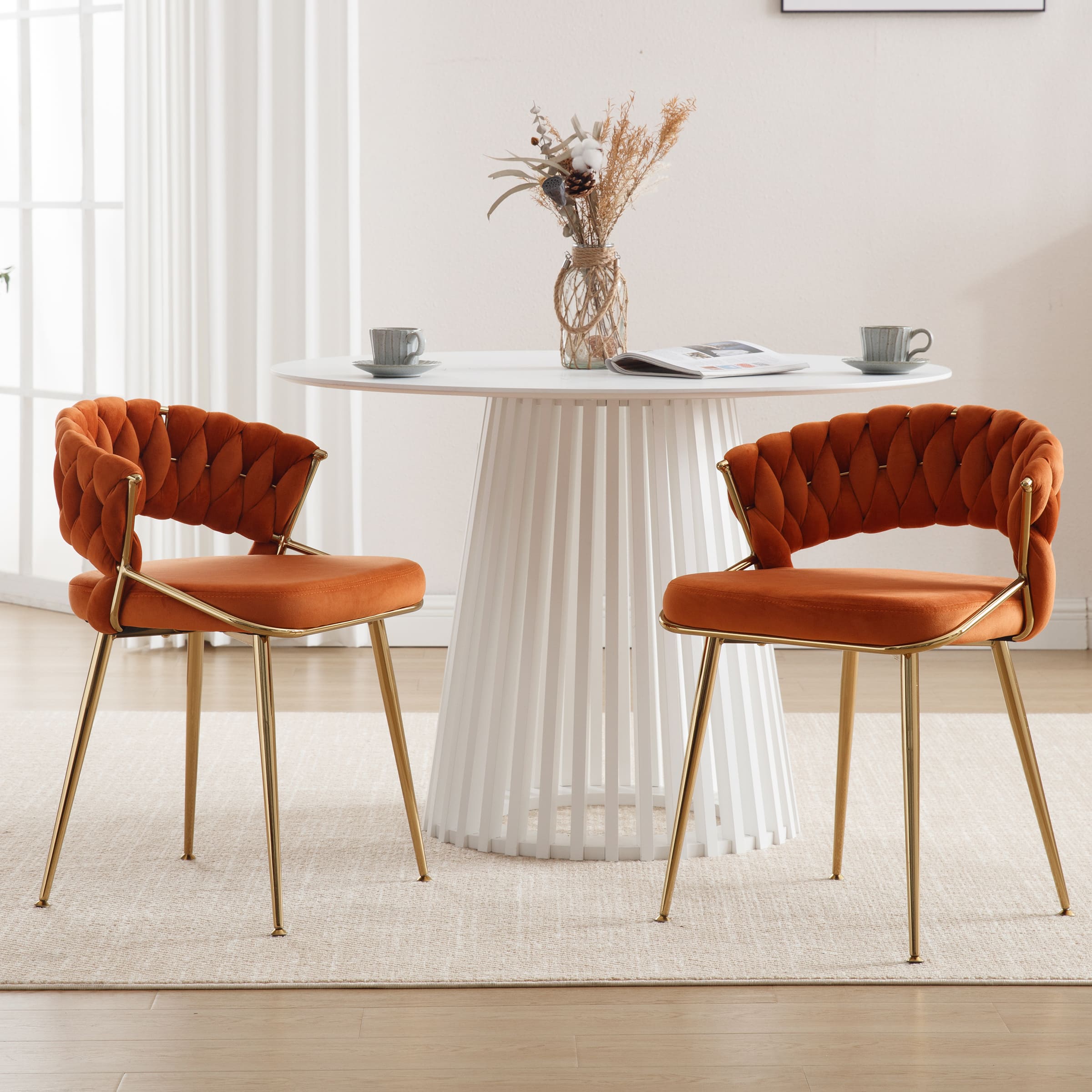 CHICAURA Woven Velvet Dining Chairs Set of 2 - 1561DC