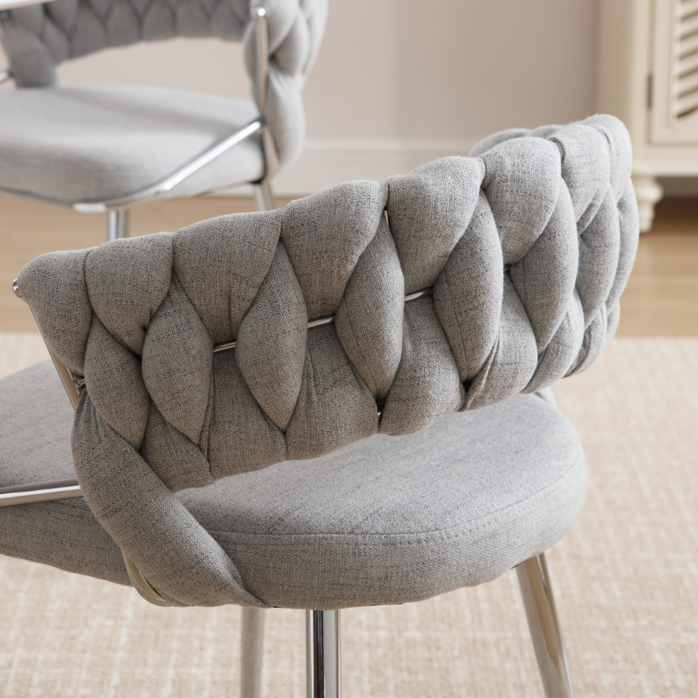 CHICAURA Woven Velvet Dining Chairs Set of 2 - 1561DC