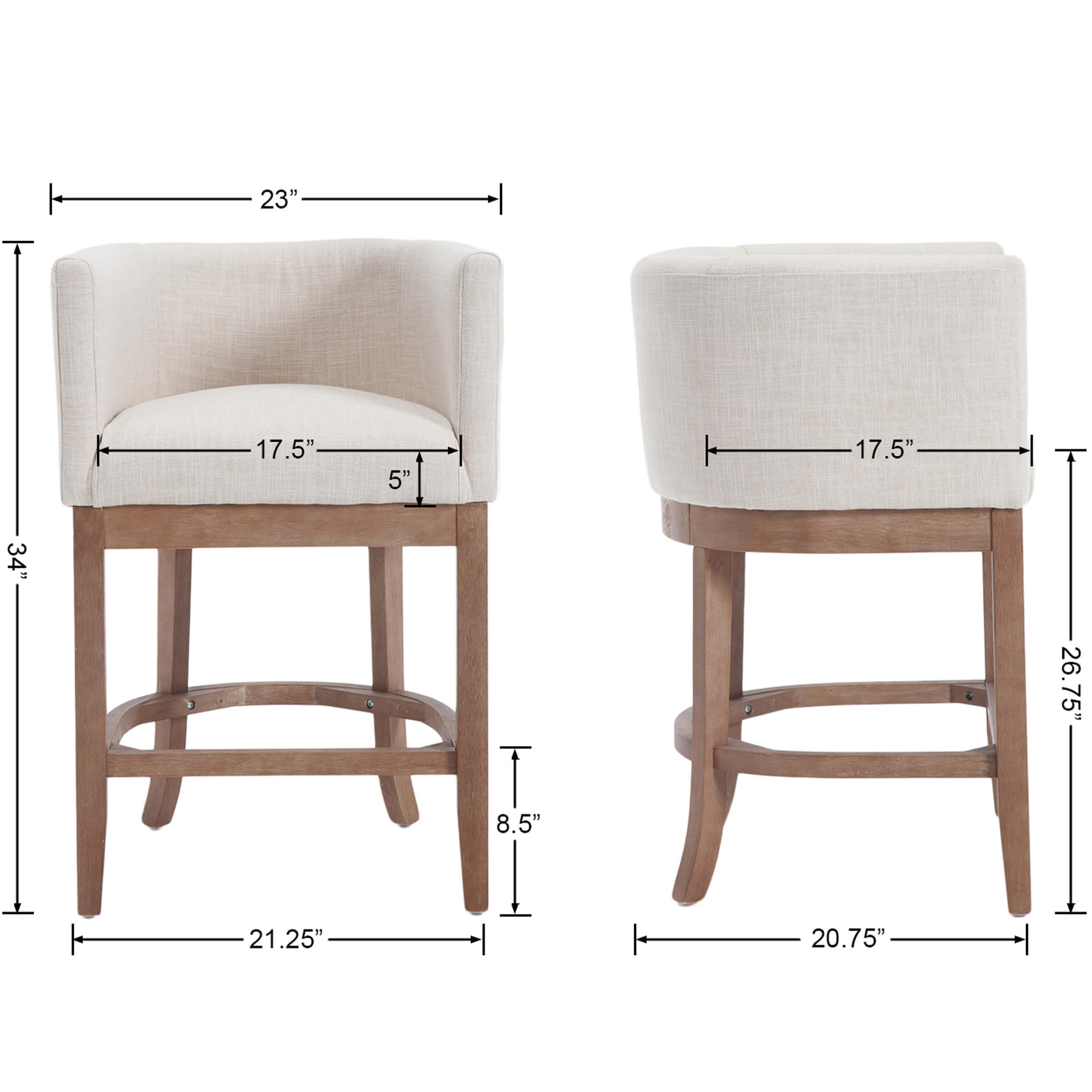 26.75"H Linen Counter Stool 1 PCS - 2004CS