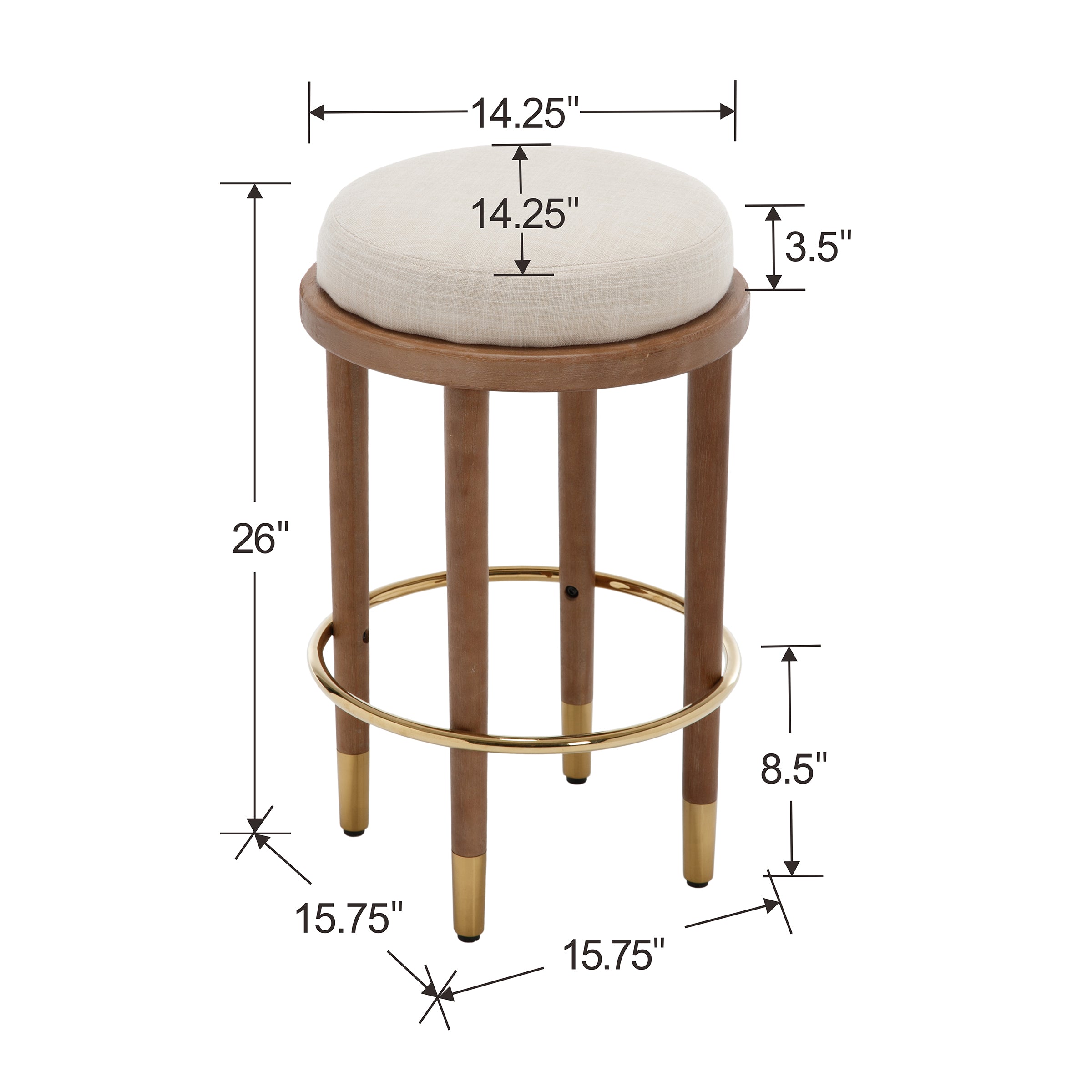 CIMOTA 26"H Backless Round Counter Stools Set of 2- 5783CS