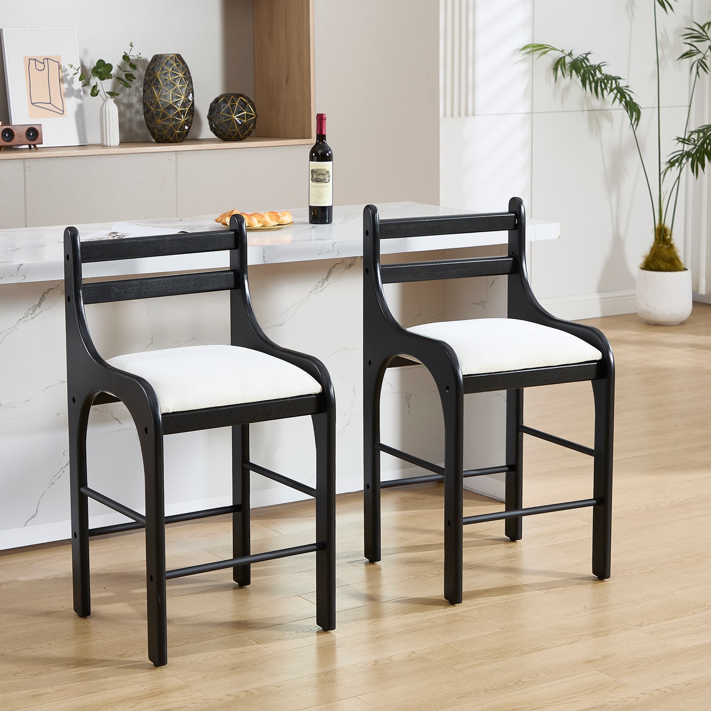 CIMOTA 26"H Curved Armrest Counter Height Bar Stools Set of 2 - 22741CS