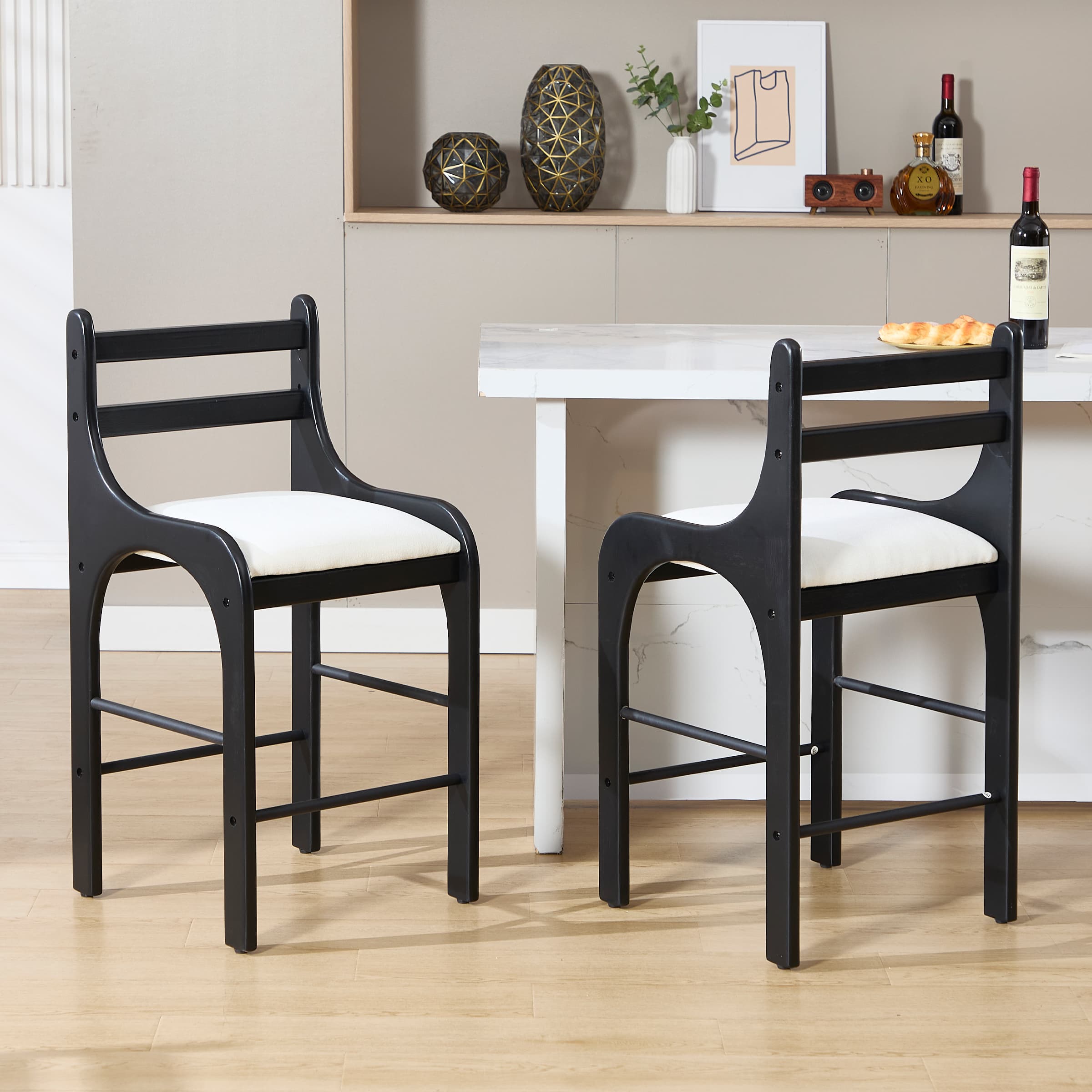 CIMOTA 26"H Curved Armrest Counter Height Bar Stools Set of 2 - 22741CS