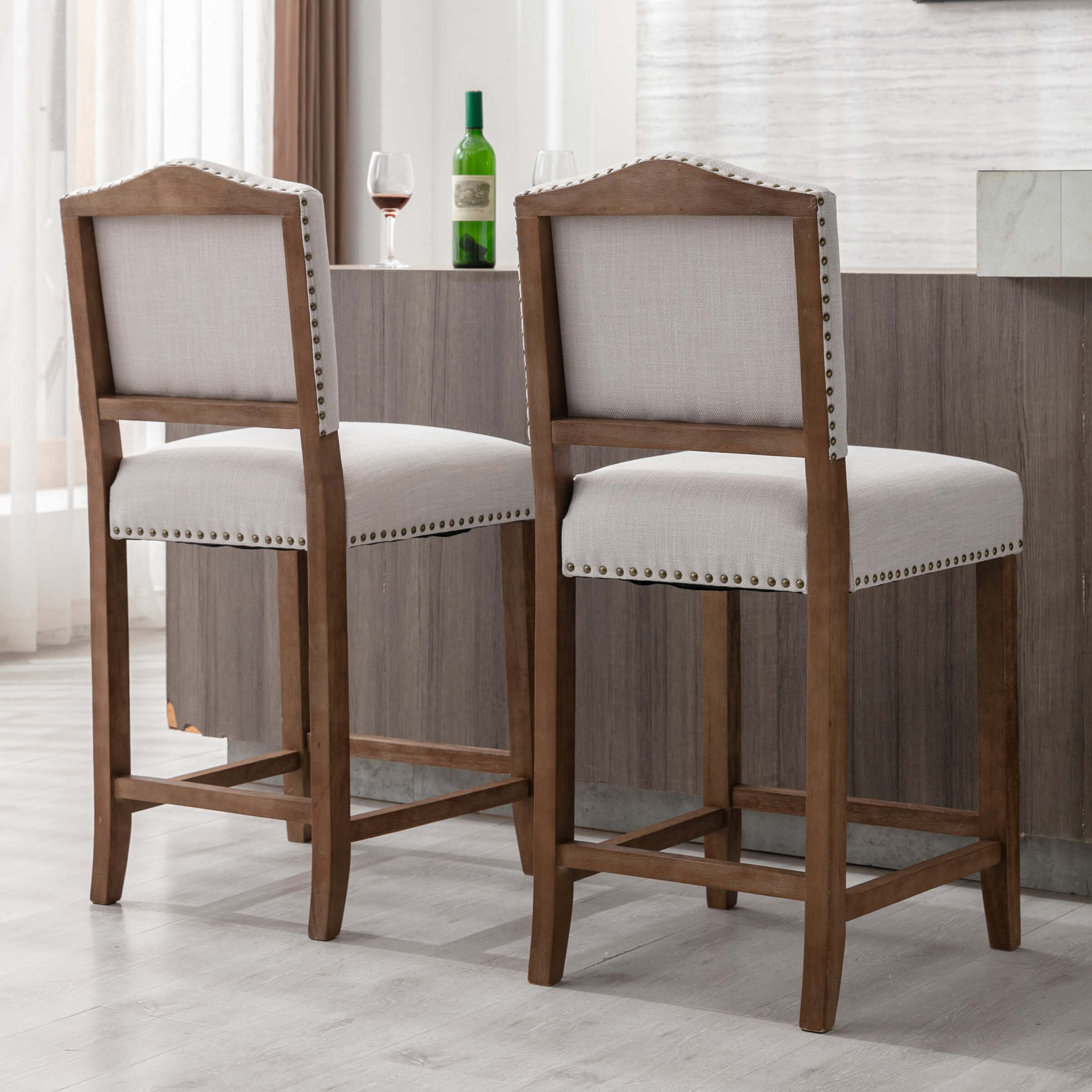 CIMOTA 26"H Linen Counter Height Bar Stools Set of 2 - 5699CS