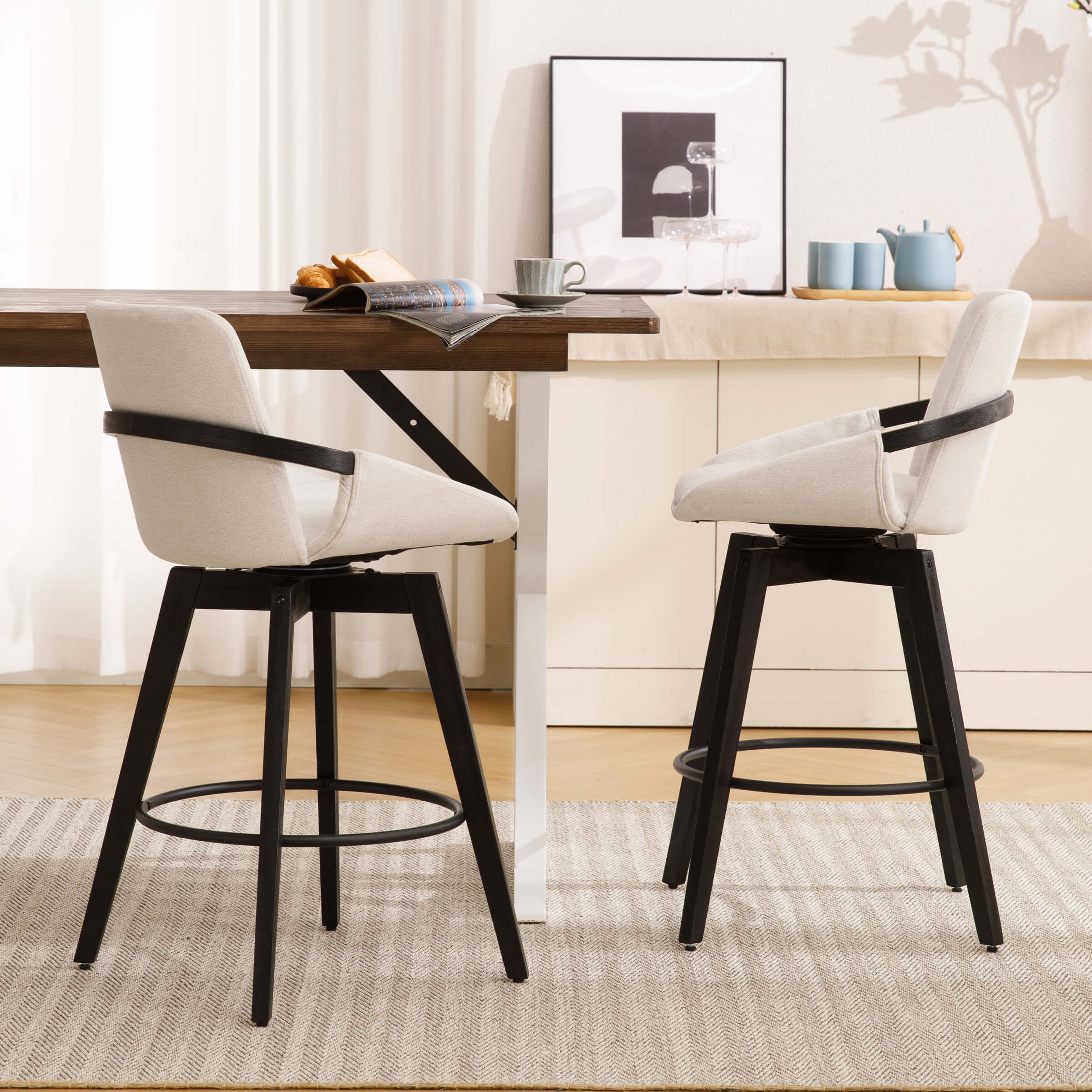 CIMOTA 26"H Swivel Curved Back Counter Stools Set of 2 - 3088CS