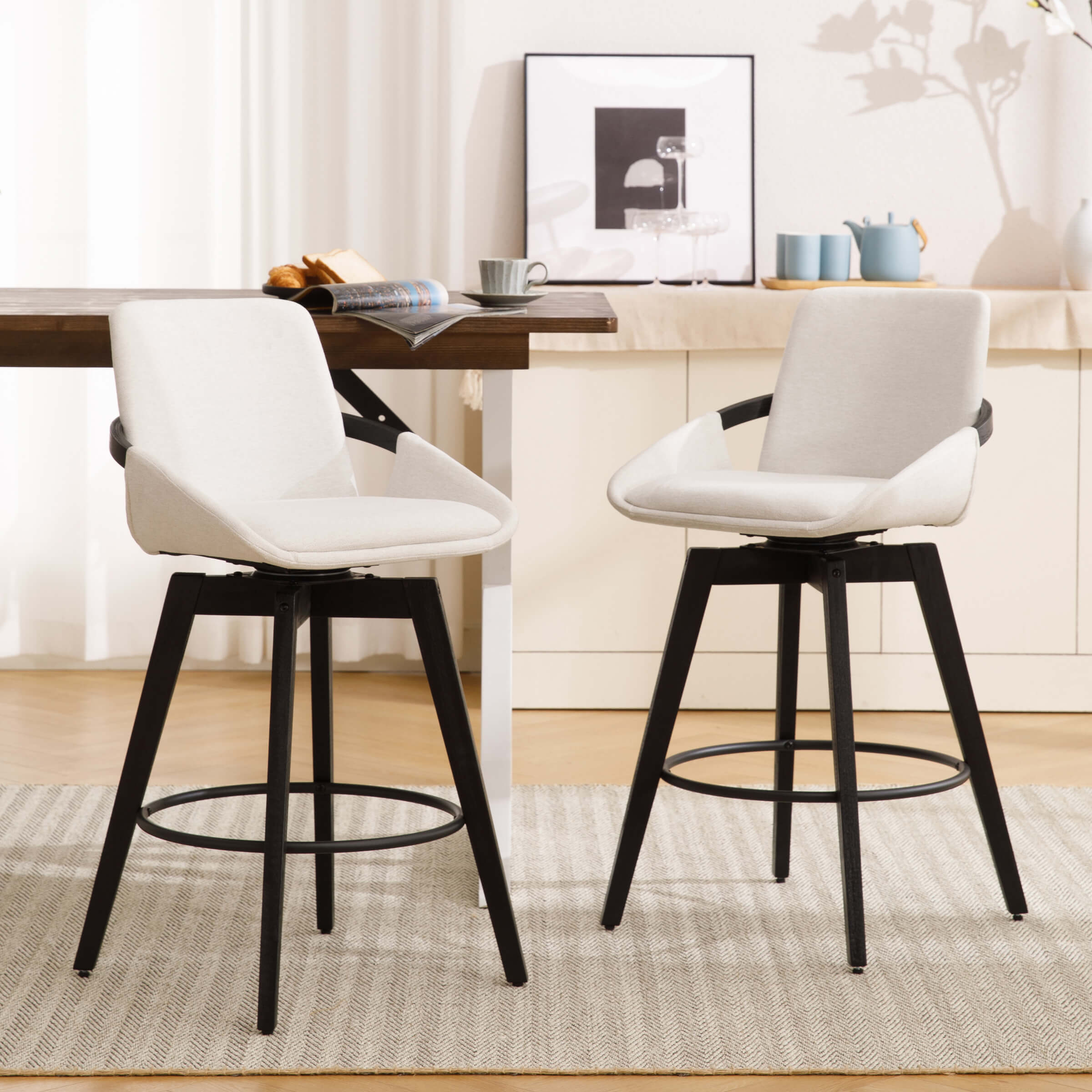 CIMOTA 26"H Swivel Curved Back Counter Stools Set of 2 - 3088CS