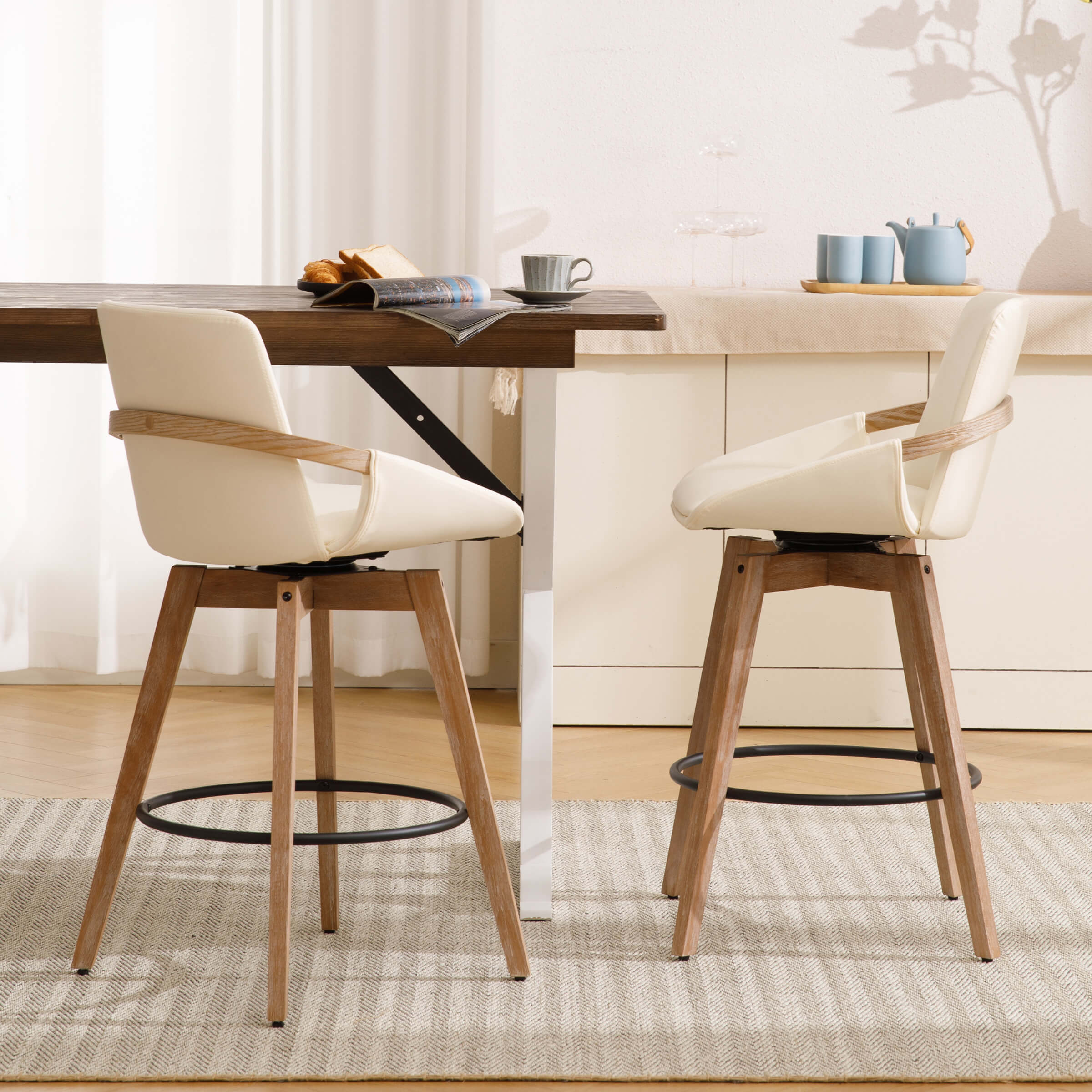 CIMOTA 26"H Swivel Curved Back Counter Stools Set of 2 - 3088CS