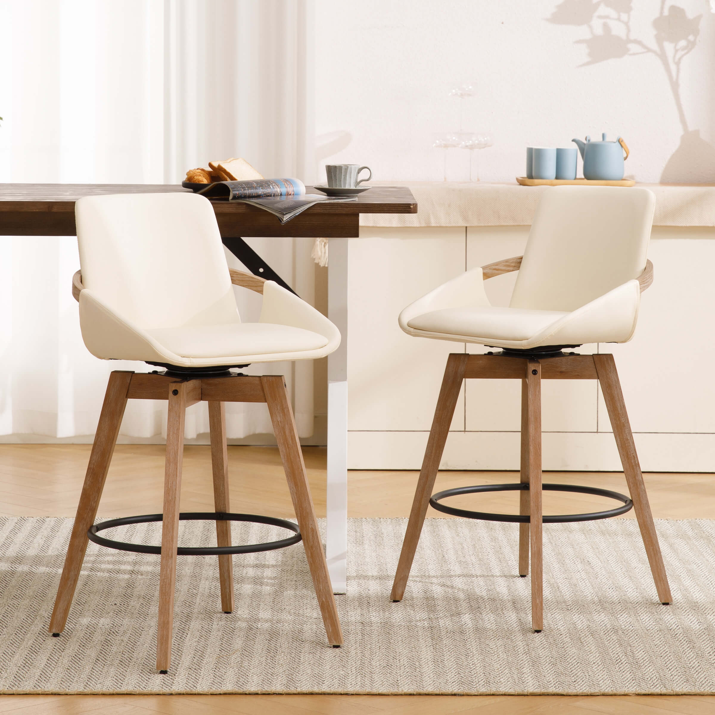 CIMOTA 26"H Swivel Curved Back Counter Stools Set of 2 - 3088CS