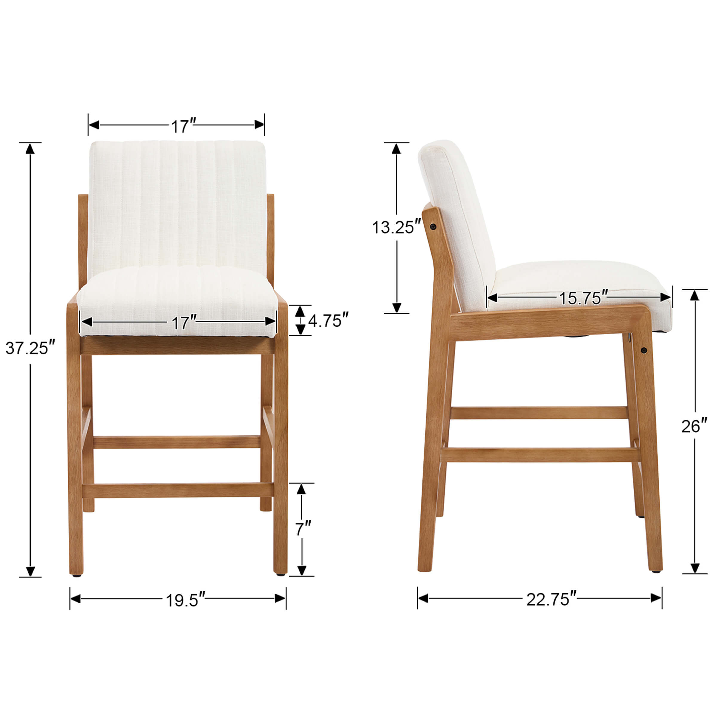 CIMOTA 26"H Upholstered High Back Counter Stools Set of 2 - 21941CS