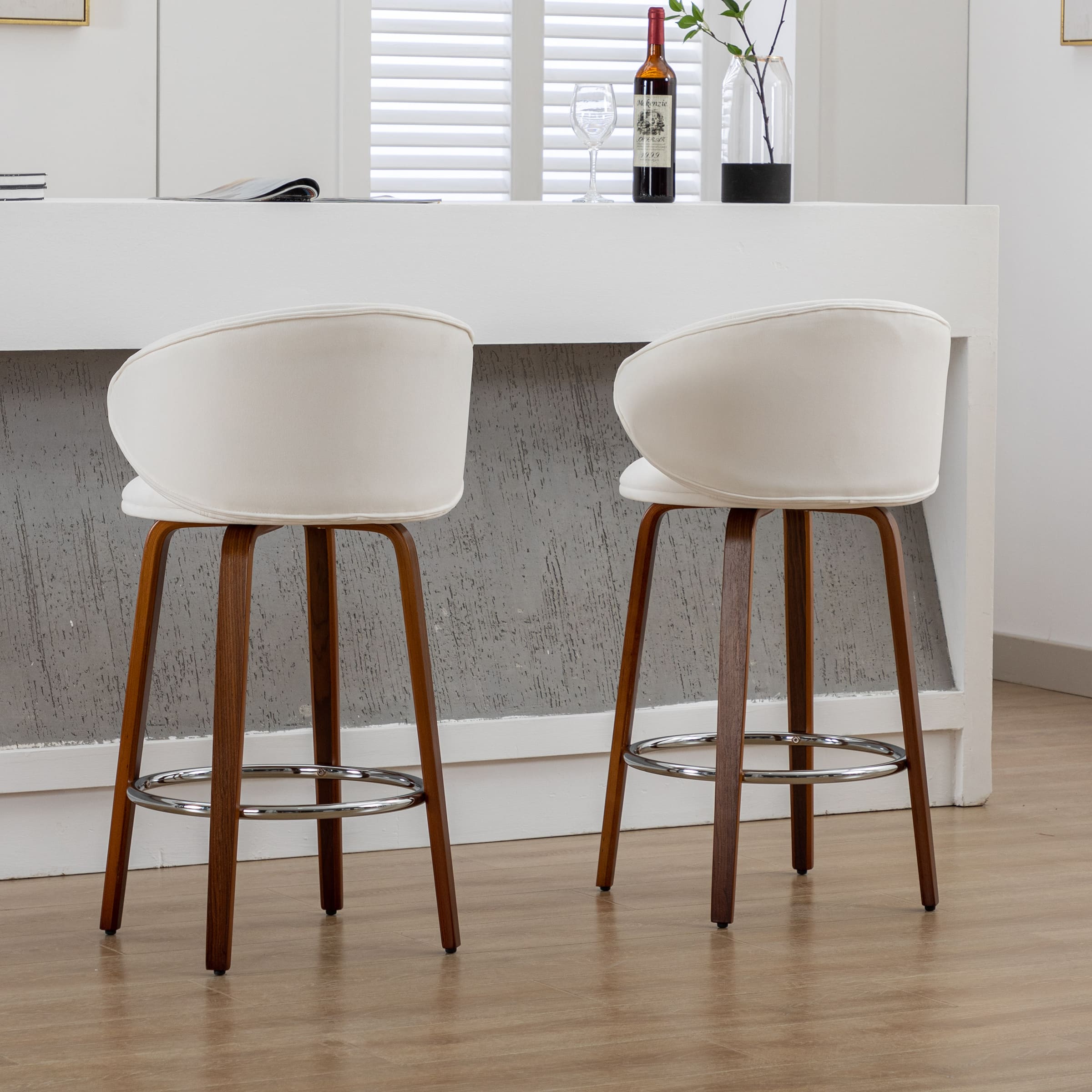 VESCASA 26"H Barrel Backrest Counter Height Stools Set of 2 - 2109CS