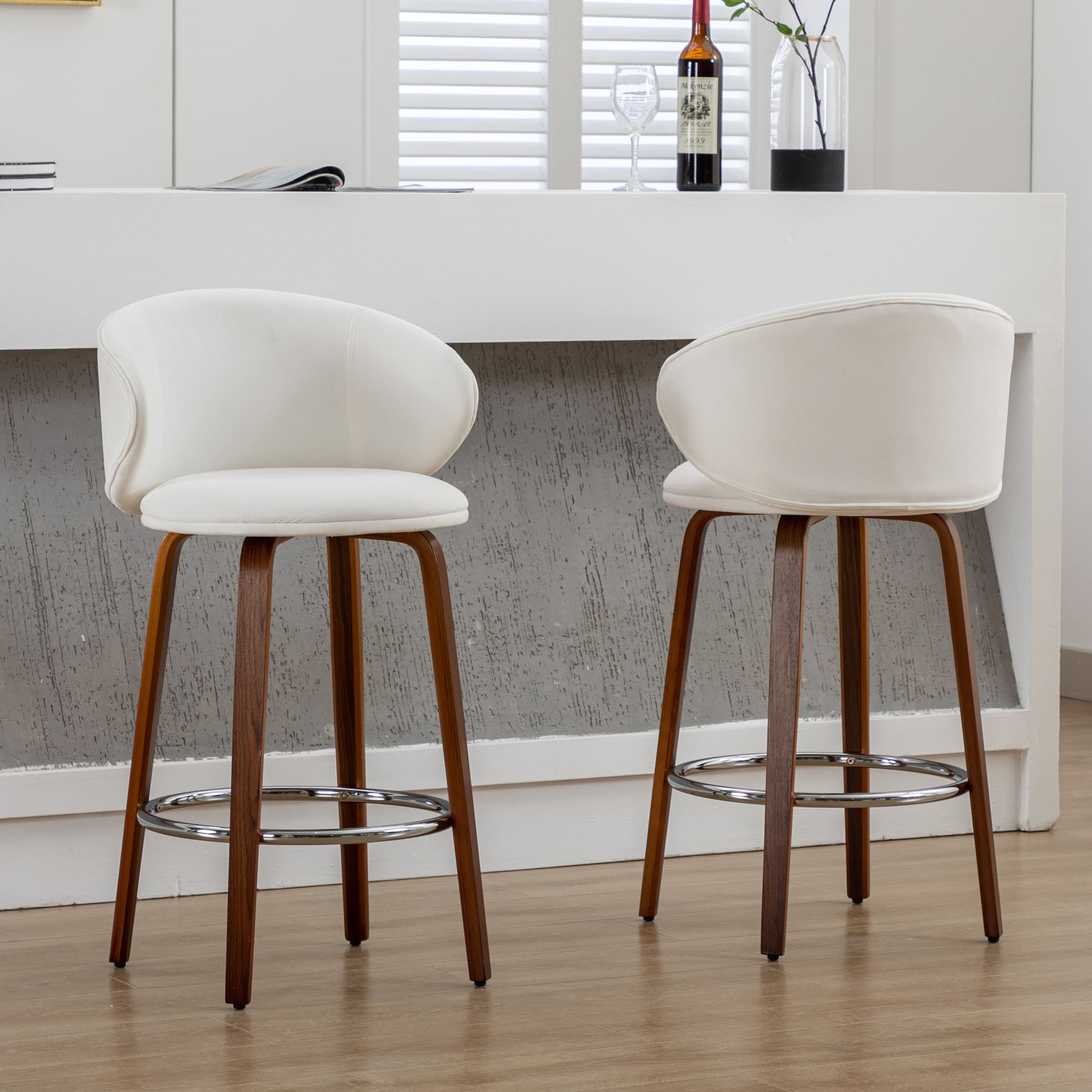 VESCASA 26"H Barrel Backrest Counter Height Stools Set of 2 - 2109CS
