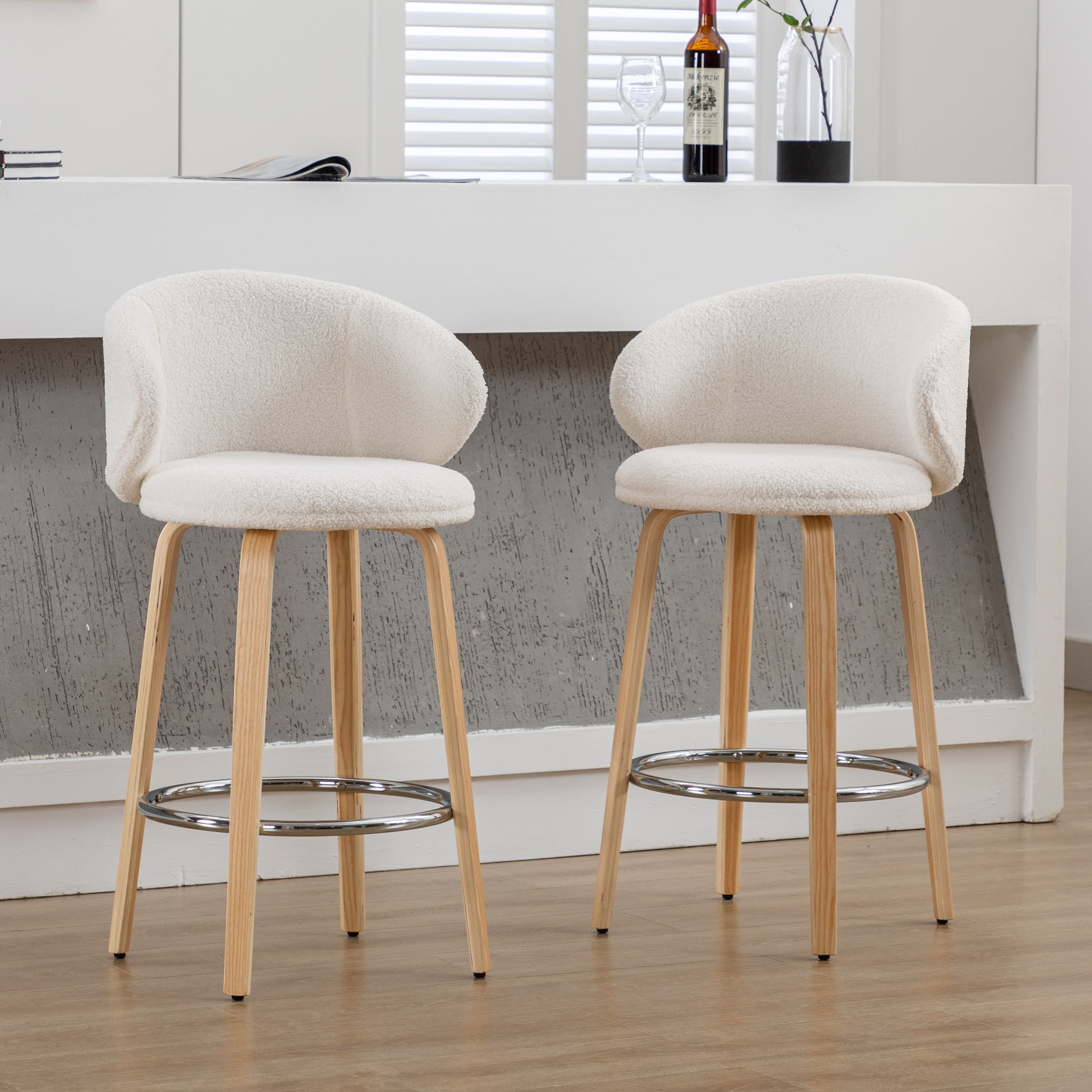VESCASA 26"H Barrel Backrest Counter Height Stools Set of 2 - 2109CS