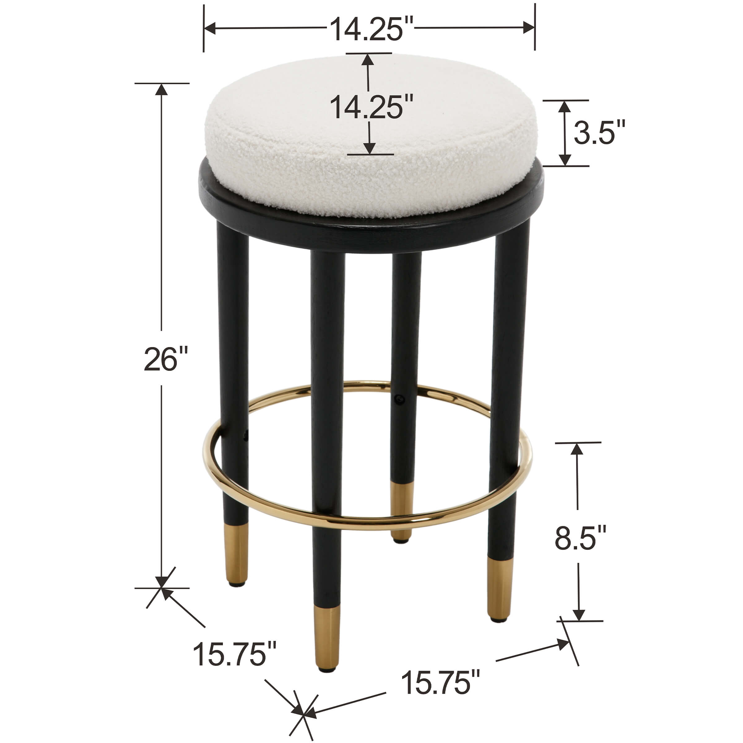 CIMOTA 26"H Backless Round Counter Stools Set of 2- 5783CS