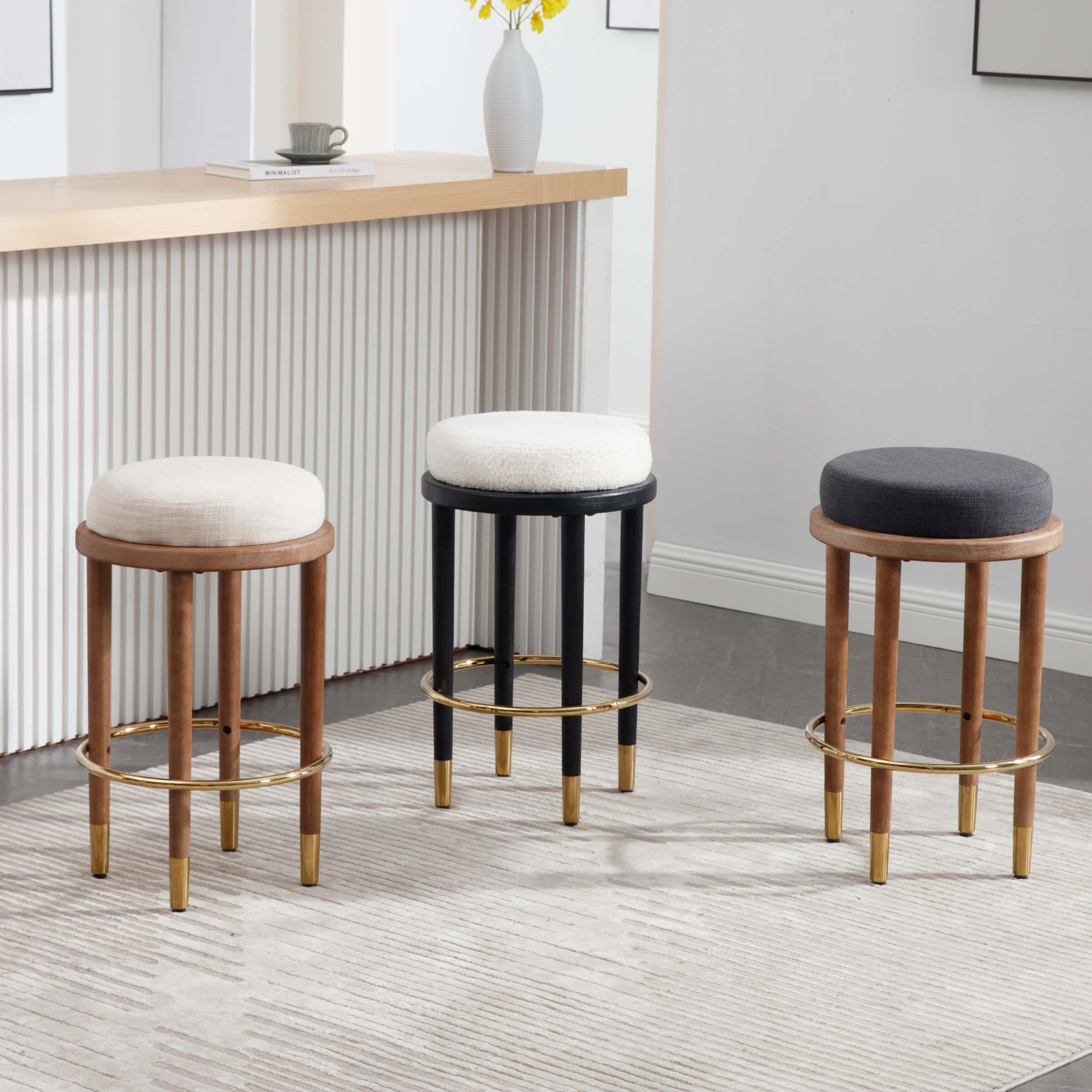 CIMOTA 26"H Backless Round Counter Stools Set of 2- 5783CS
