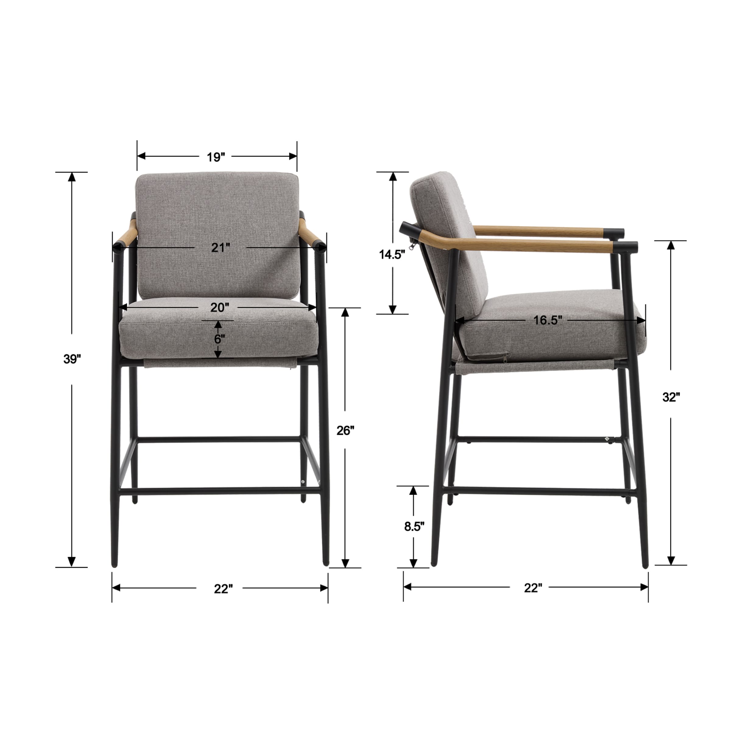 CIMOTA 26" Mid Century Modern Counter Stools Set of 2 - 15020CS