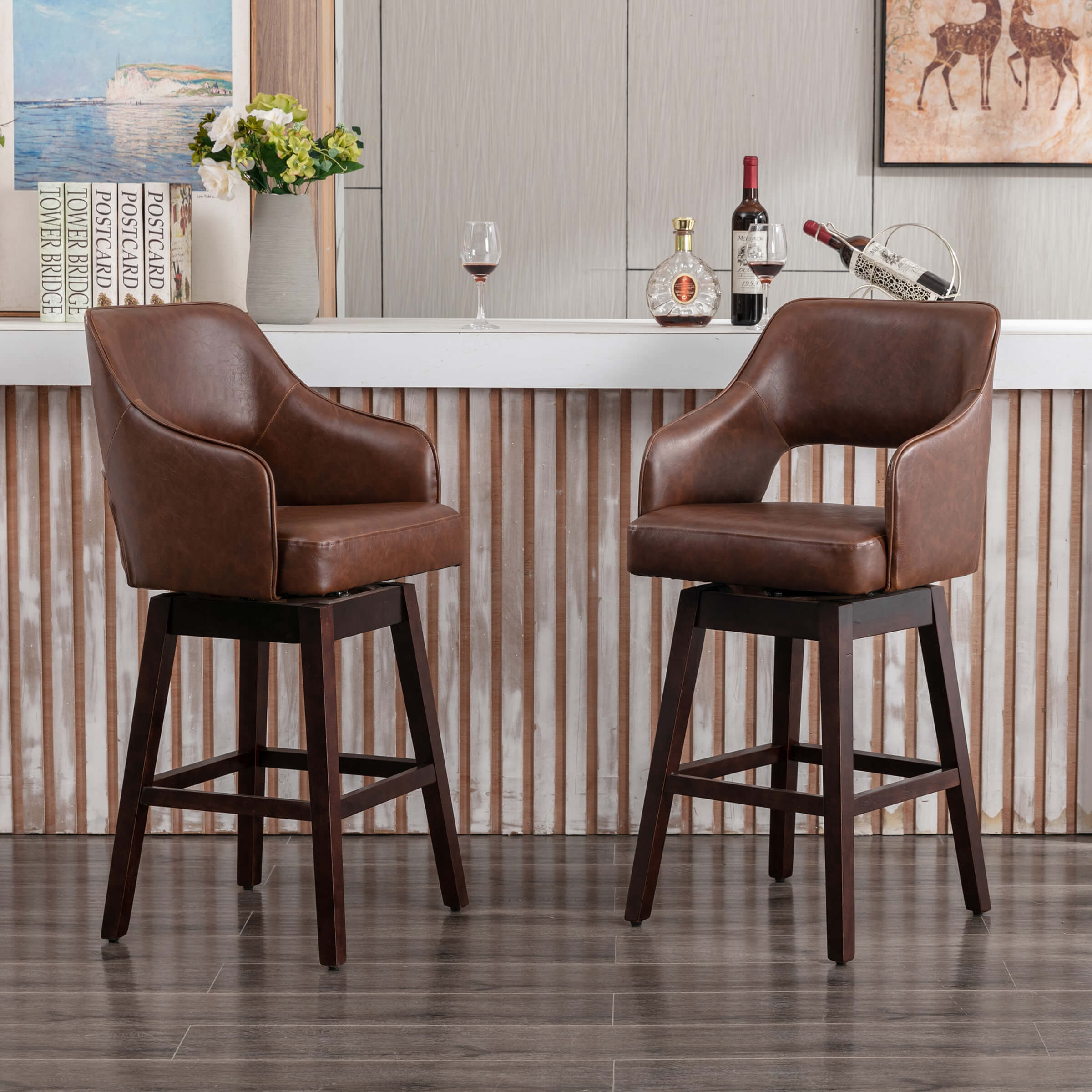 CIMOTA 27"H Open Back Swivel Counter Stools - 6550CS