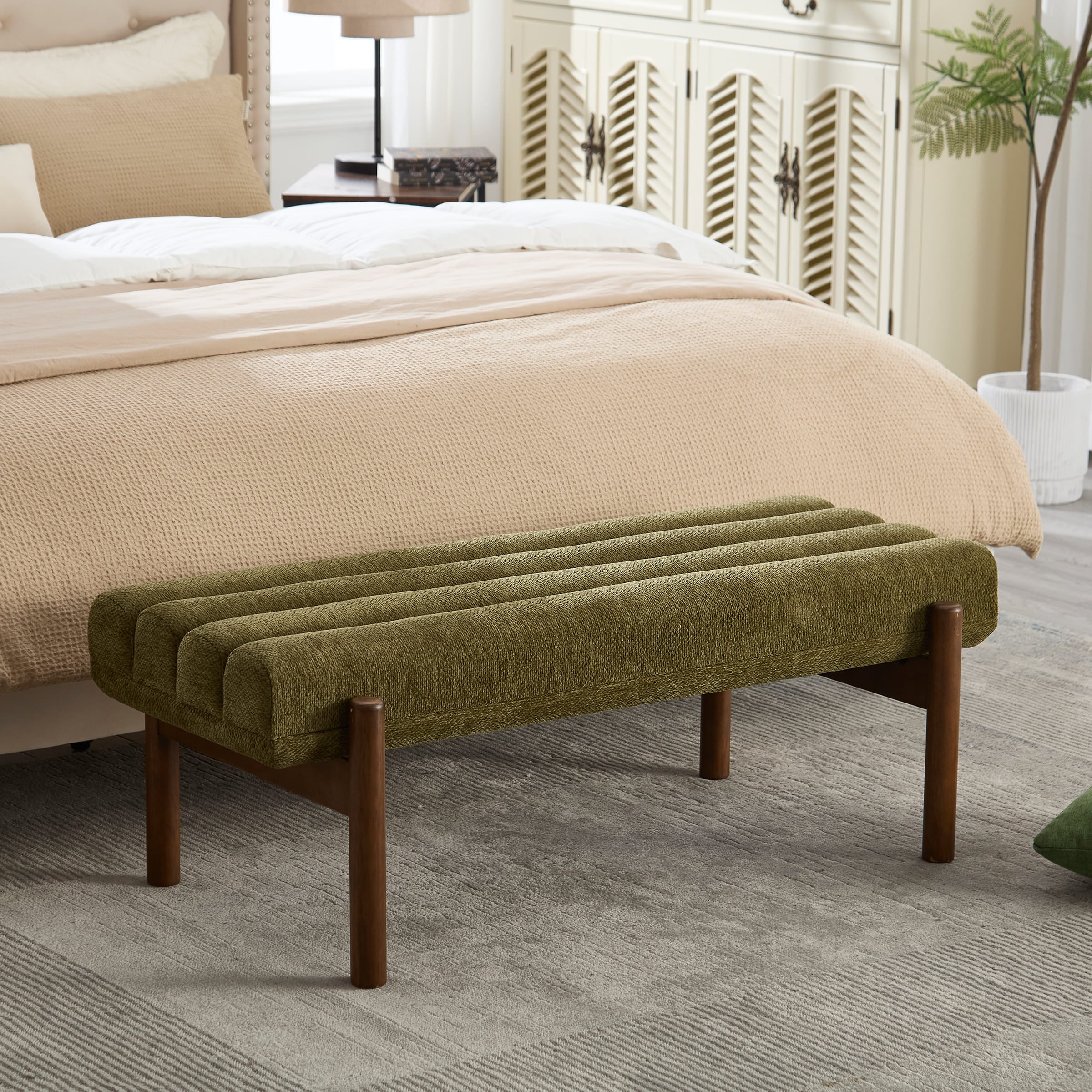 CIMOTA 47" W Entryway Bench with Solid Wood Legs - 3248BH